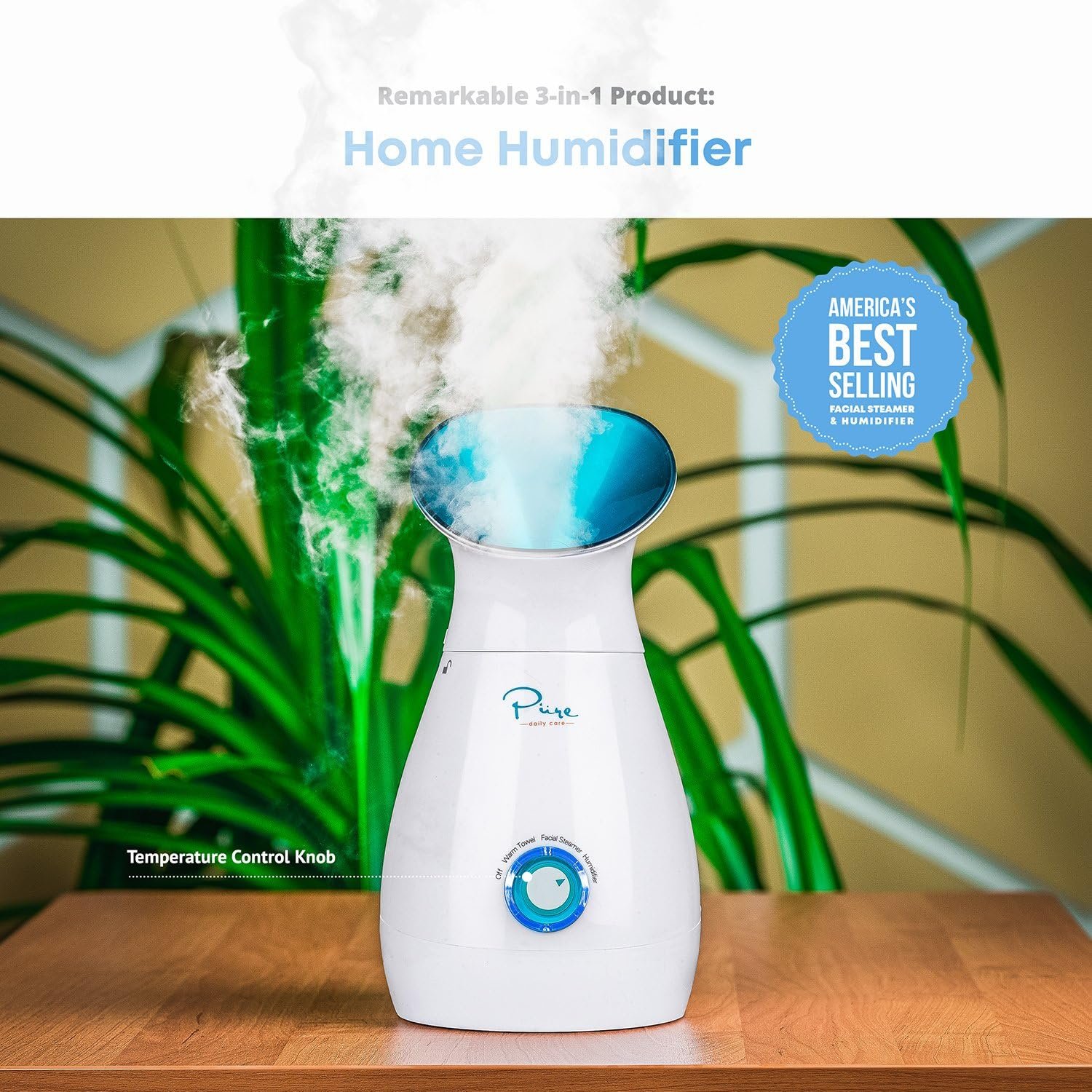Pure Daily Care NanoSteamer Large 3-in-1 Nano Ionic Facial Steamer with Precise Temp Control - Humidifier - Unclogs Pores - Blackheads - Spa Quality - Bonus 5 Piece Stainless Steel Skin Kit (Teal) - Image 7