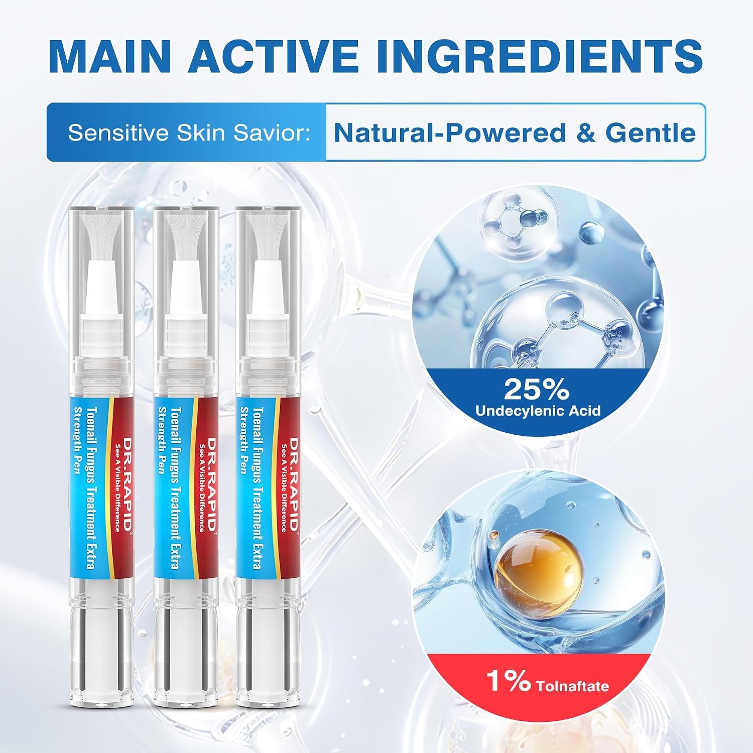 Toenail Fungus Treatment Extra Strength - DR.RAPID Toenail Fungus Treatment Pen with 25% Undecylenic Acid & Tolnaftate, Ideal for Fungus Treatment for Damaged Nails & Fingernails 5ml/0.18FLOZ 3Pcs - Image 2