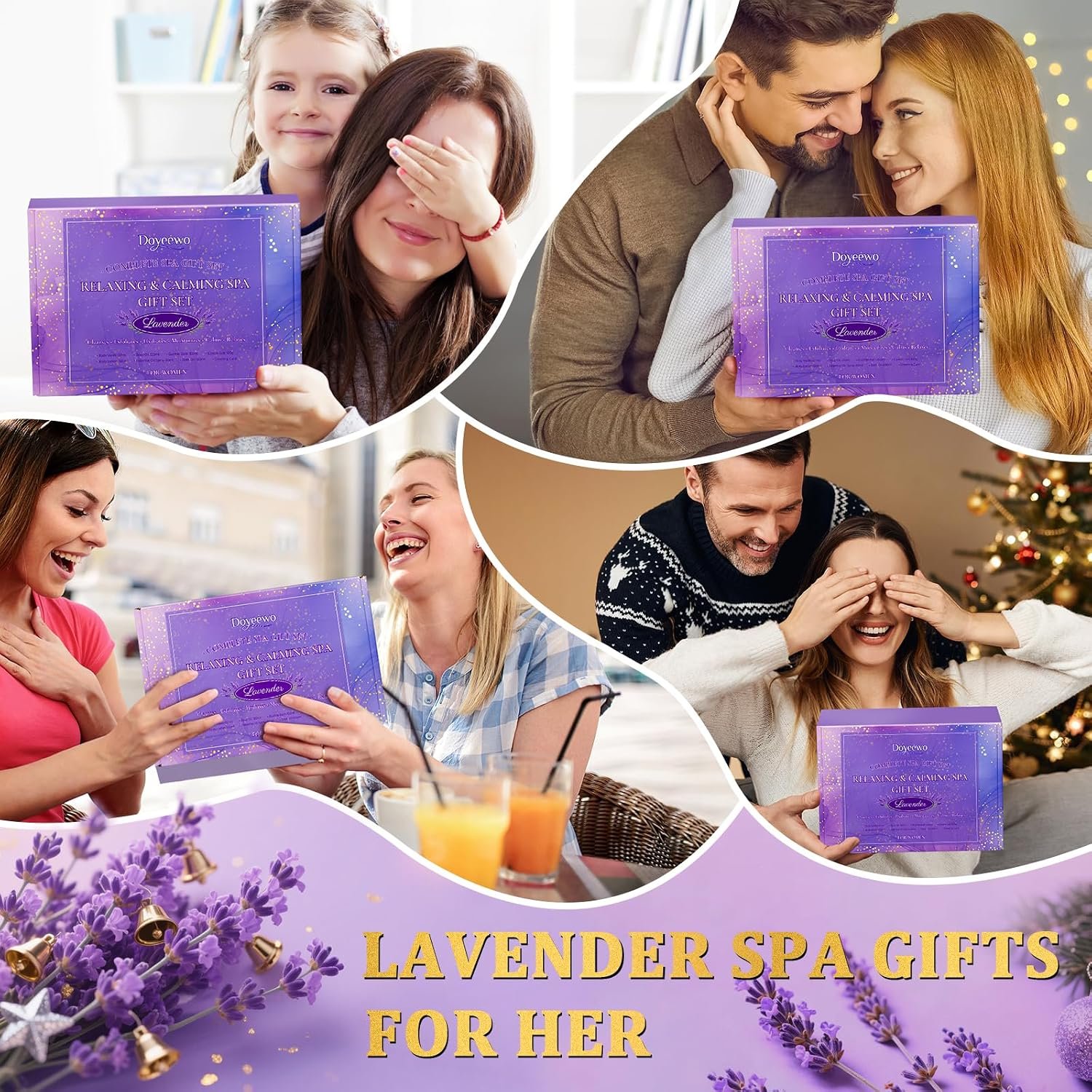 Spa Gifts for Women,Bath Body Care Wash Christmas Gifts Baskets for Women,Relaxation Calming Lavender Spa Set Home Self Care Shower Kit Birthday Valentines Stocking Stuffers for Mom Wife Sister - Image 3
