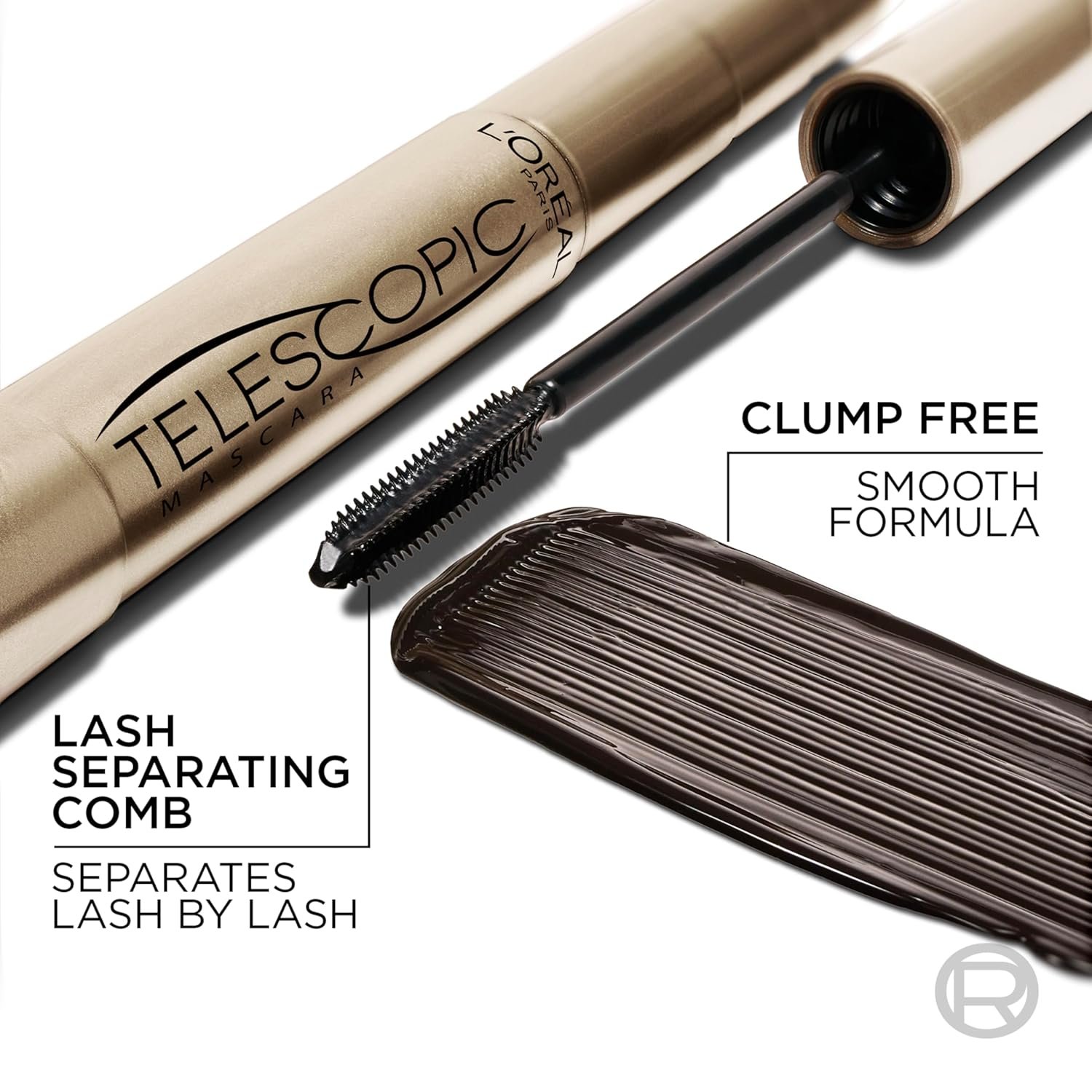 L’Oreal Paris Makeup Original Telescopic Mascara, Separating Mascara Volume and Length Formula, Washable, Blackest Black, 0.27 Fl Oz., 1 Count - Image 4