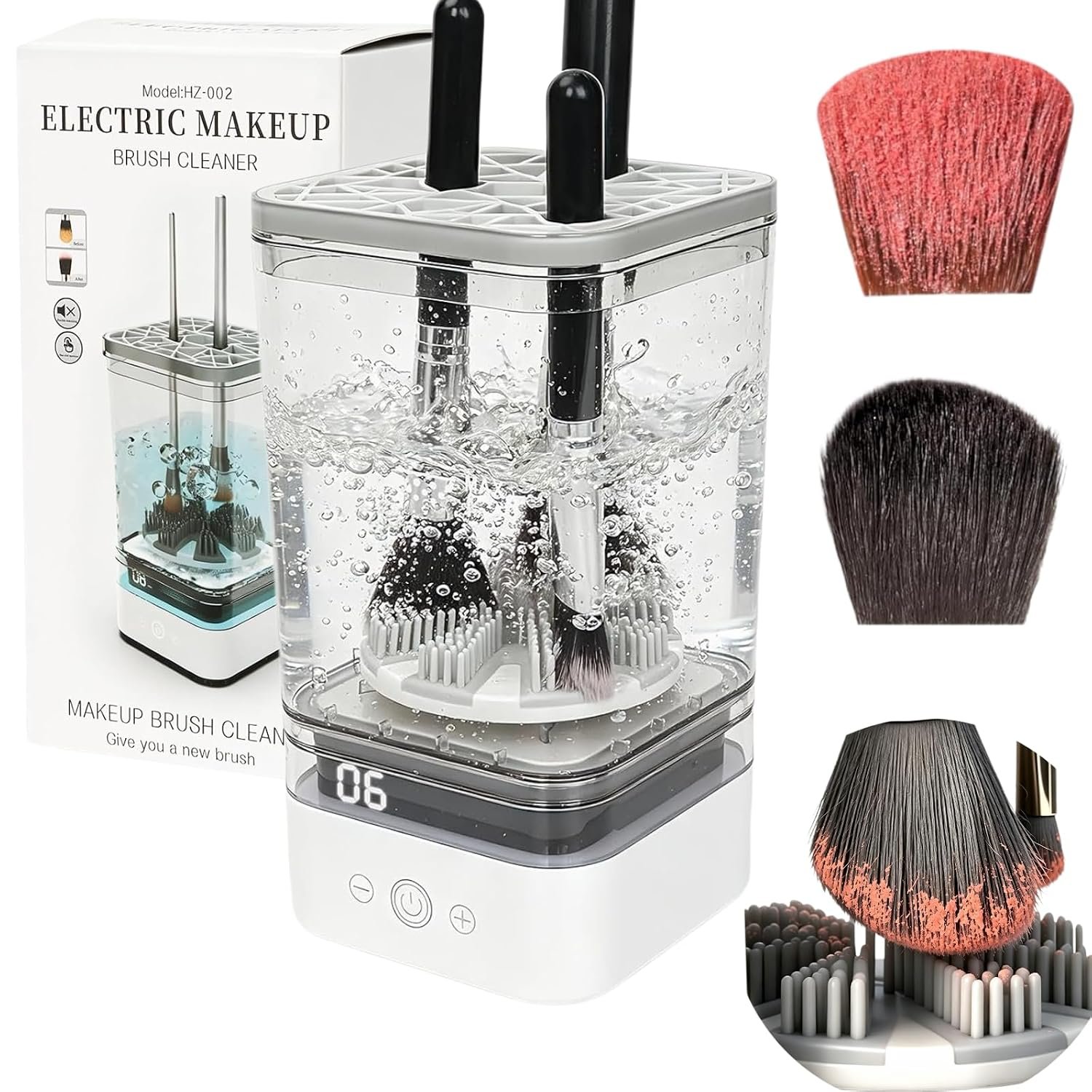 Automatic Electric Makeup Brush Cleaner with Deep-Cleaning Silicone Scrubbers, USB Powered, Fits All Brush Sizes (Eyeshadow, Blush, Foundation), Fast & Easy to Use, Keep Brushes Spotless