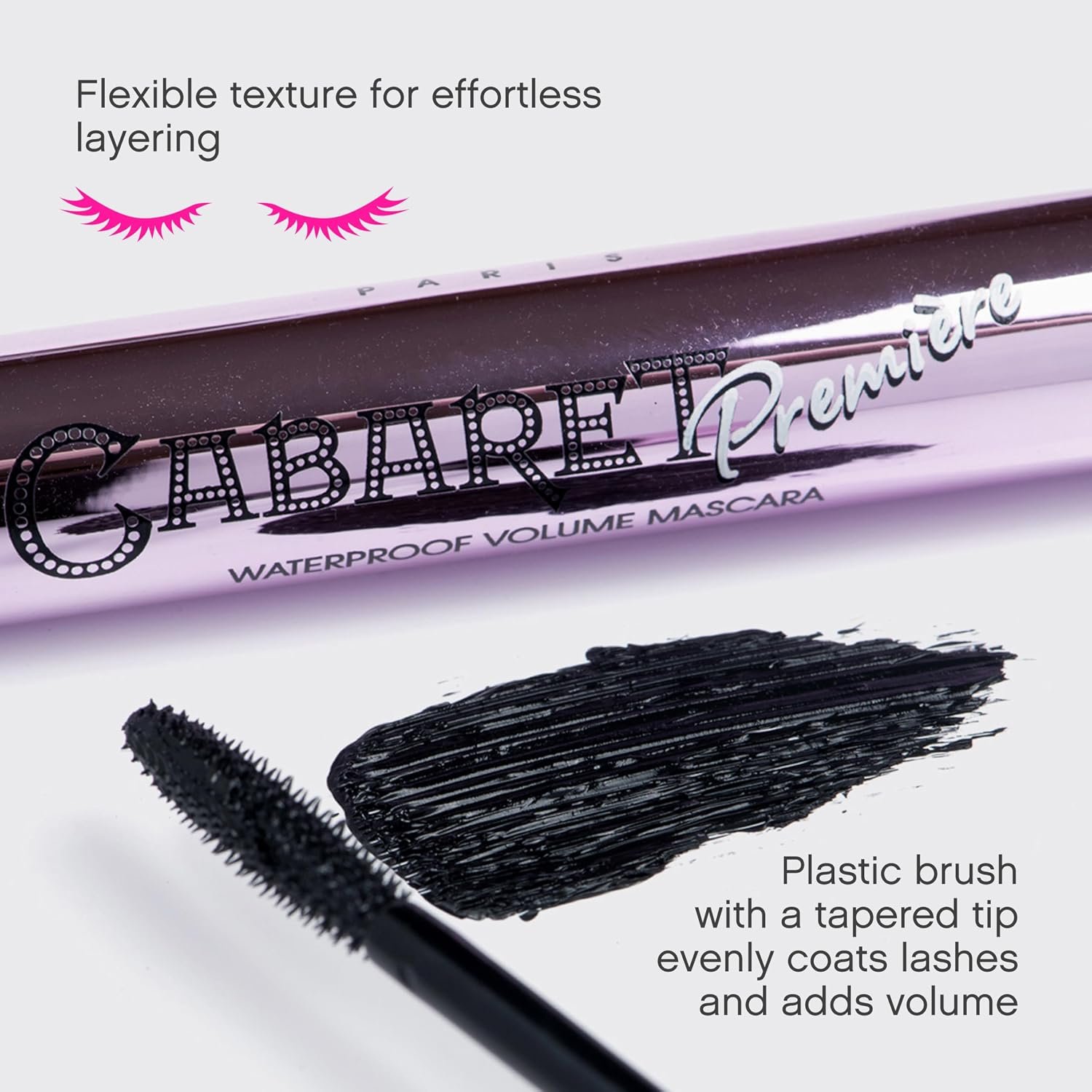Vivienne Sabó Cabaret Premiere Black Waterproof Mascara, Volume and Length, Curling, No Flaking, No Clumping, Smudge Proof, Washable, Cruelty-Free, Made in Europe, (01 Black), 0.3 Fl Oz, 1 Pack - Image 3