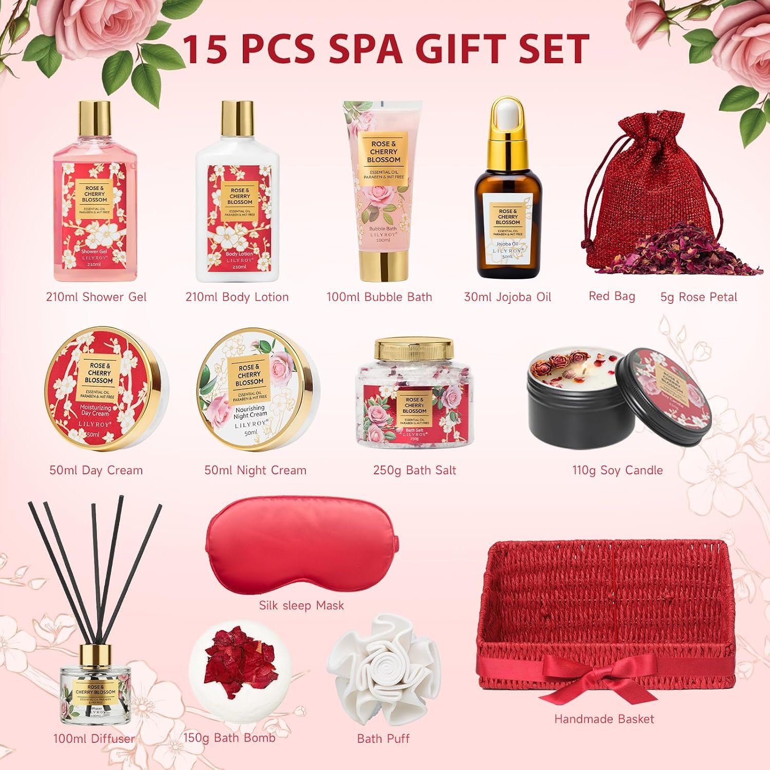 Spa Gifts for Women, Skin Care Gift Set - Rose Spa Gift Baskets for Women | Women Gifts, Spa Kit, Spa Gifts for Mom, Christmas, Mother‘s Day, Valentine’s, Birthday. Hydrating for all skin types - Image 3