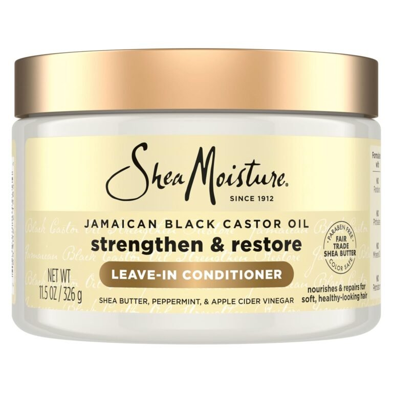 Shea Moisture Jamaican Black Castor Oil Strengthen & Restore Leave-In Conditioner, 11 Ounce | For damaged hair - softens, detangles and helps reduce breakage with Jamaican Black Castor Oil.