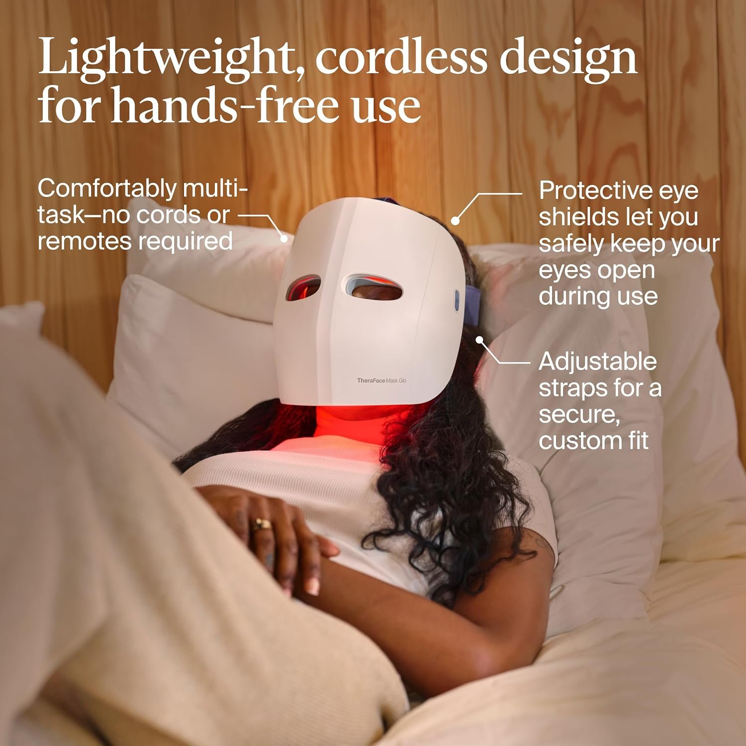 TheraFace Therabody Mask Glo - Cordless LED Skincare Face Mask with Red/Blue/Infrared Light & Relaxing Scalp Massage for Glowing, Healthier-Looking Skin - FDA Cleared - Image 5
