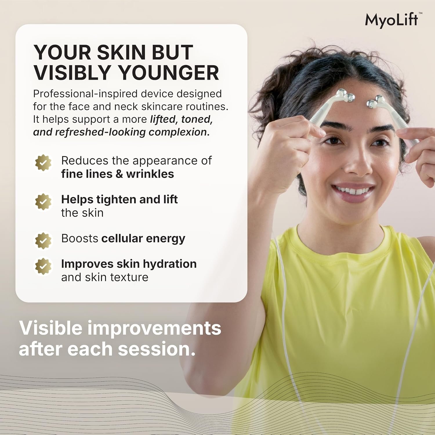 7E Wellness MyoLift Mini Microcurrent Facial Device with Dual Probes | Compact rechargeable microcurrent facial device with dual probes for face and neck skincare routines - Image 2