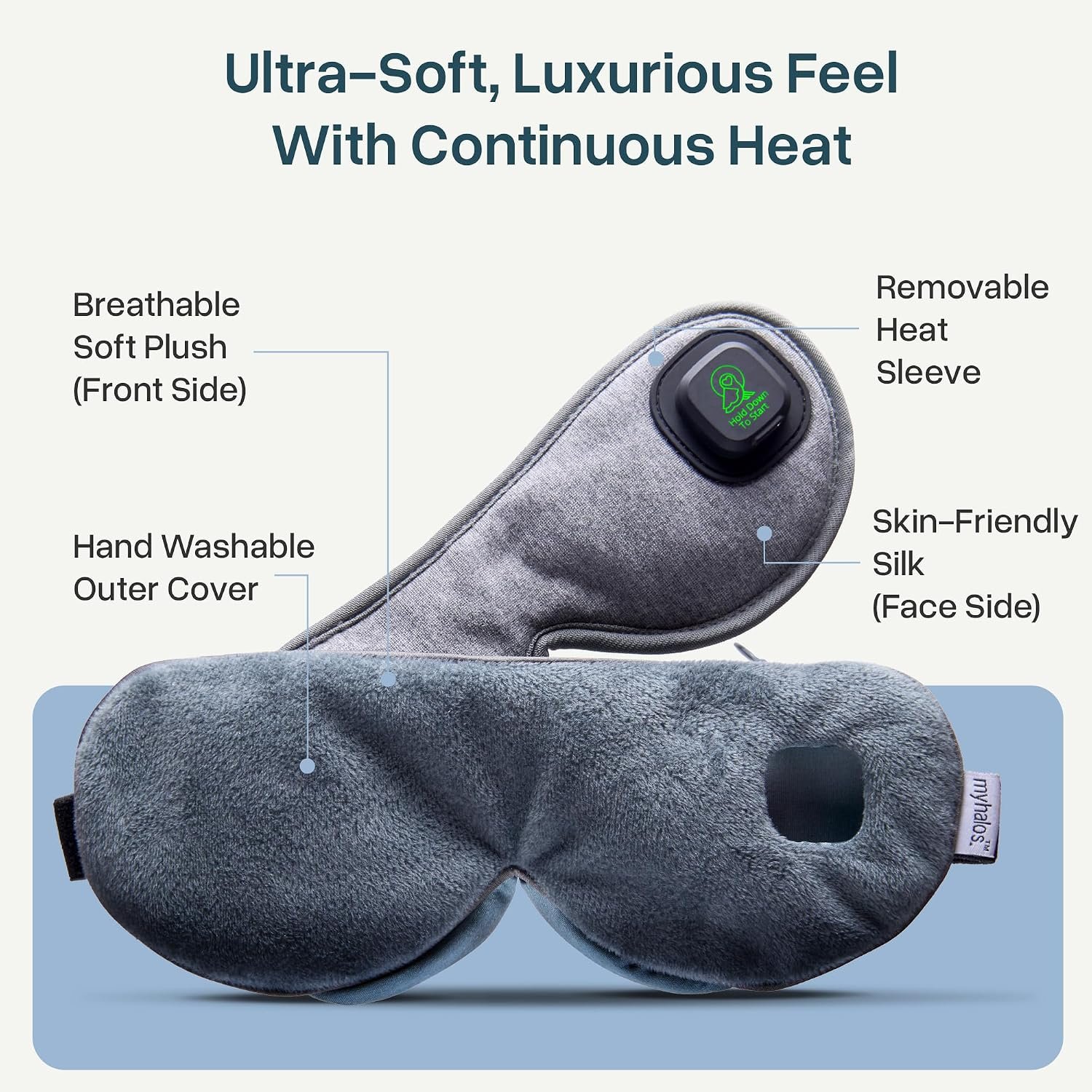 MyHalos Cordless Heated Eye Mask, Rechargeable Warm Compress for Dry Eyes | USB Rechargeable, Washable Cover, Comfort for Styes & Blepharitis, Sinus Relief, Reusable, Cordless, Moist Heat Therapy - Image 7