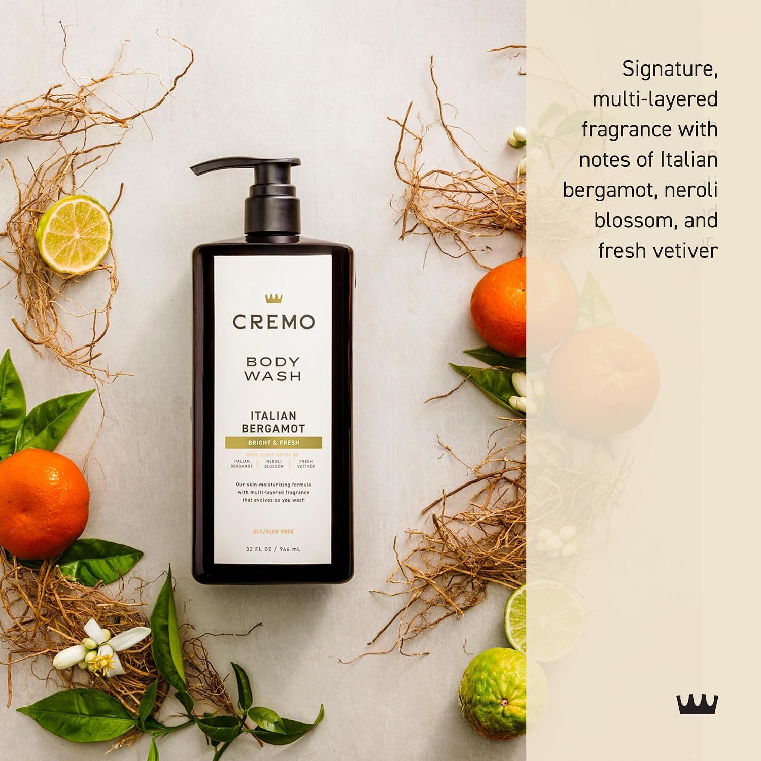 Cremo Rich-Lathering Italian Bergamot Body Wash for Men, 32 Fl Oz - Image 2