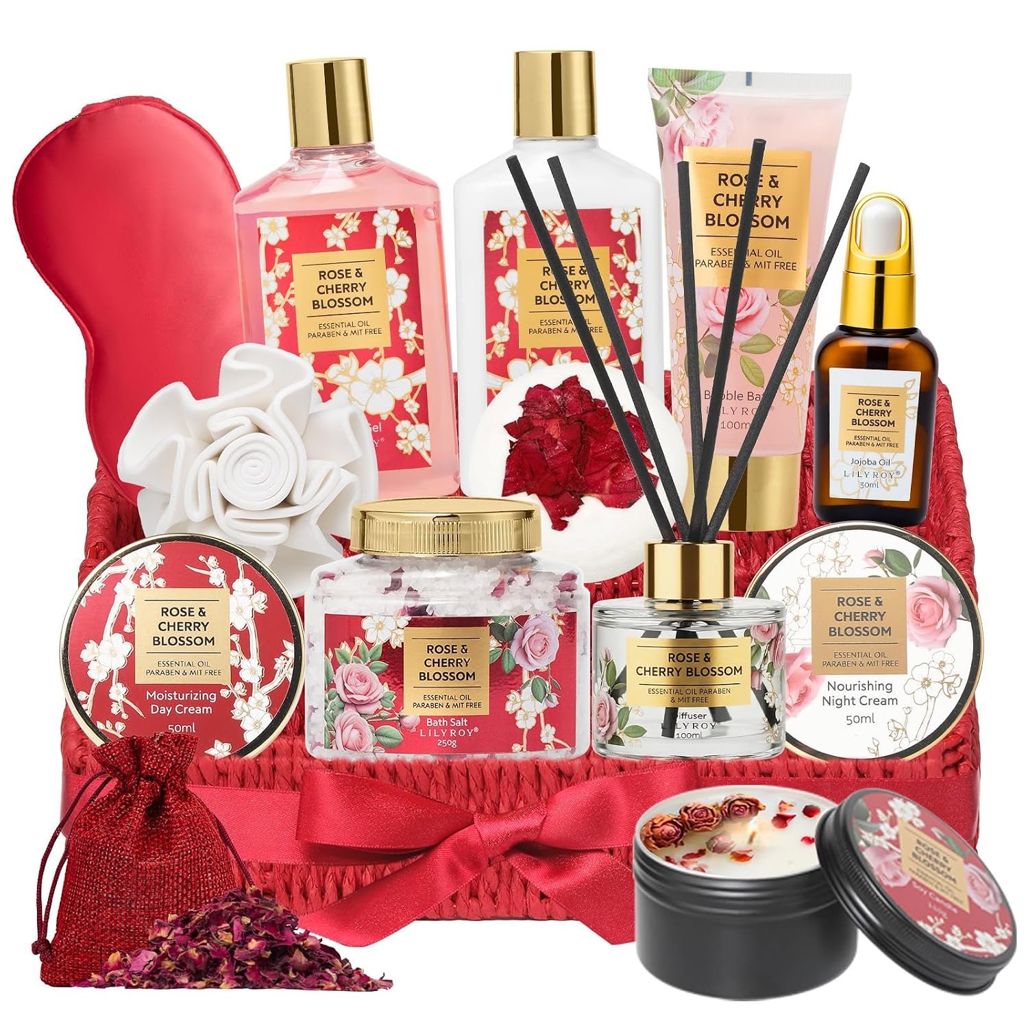 Spa Gifts for Women, Skin Care Gift Set - Rose Spa Gift Baskets for Women | Women Gifts, Spa Kit, Spa Gifts for Mom, Christmas, Mother‘s Day, Valentine’s, Birthday. Hydrating for all skin types