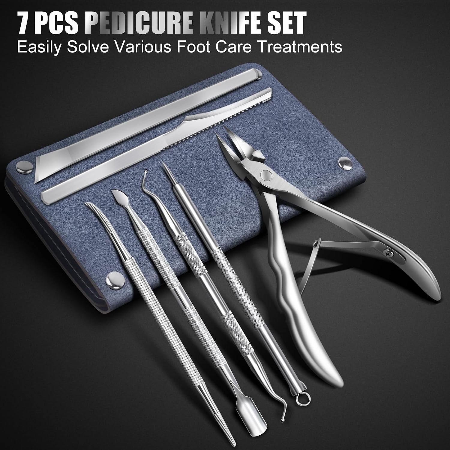 7-Piece Ingrown Toenail Treatment Set, Professional Stainless Steel Ingrown Toenail Removal Kit, Toenail Clippers for Thick Toenails, Pedicure Tools for Feet, Nail Clippers for Thick and Ingrown Nails - Image 2
