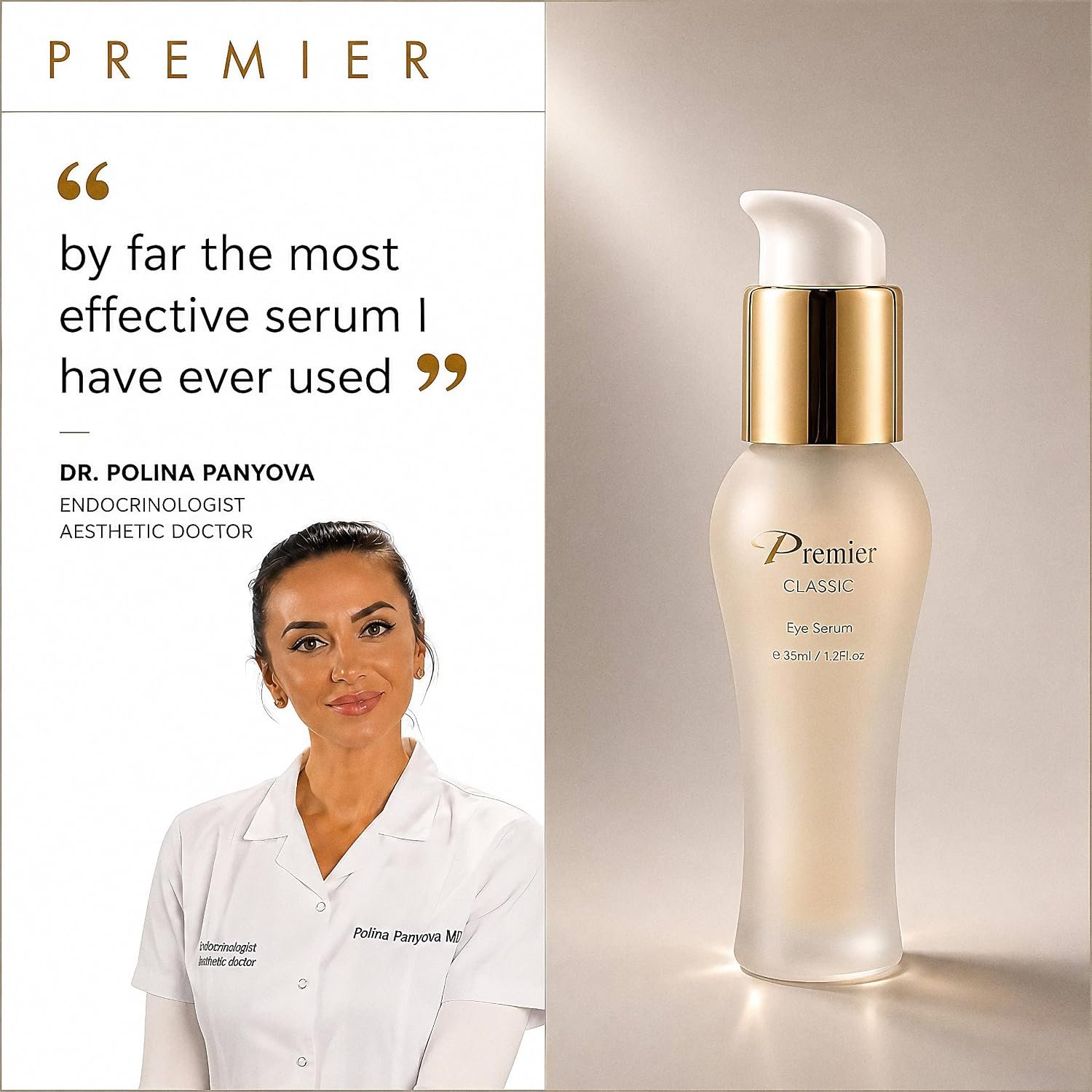 Premier Dead Sea Eye Serum | Dark Circles, Puffiness & Fine Lines | 35ml | Hypoallergenic, Age Defying helps minimize wrinkles, Dark circles, Sagging skin, Reduce bags, with vitamins A & E - Image 3