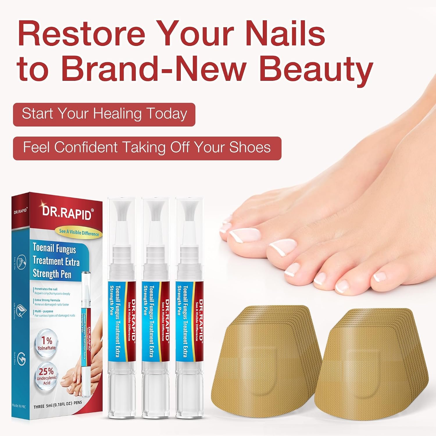 Toenail Fungus Treatment Extra Strength - DR.RAPID Toenail Fungus Treatment Pen & Fungal Nail Patches, Day and Night Fungal Nail Treatment Set, Ideal for Nail Repair for Damaged Nails Toenail Fungus - Image 7