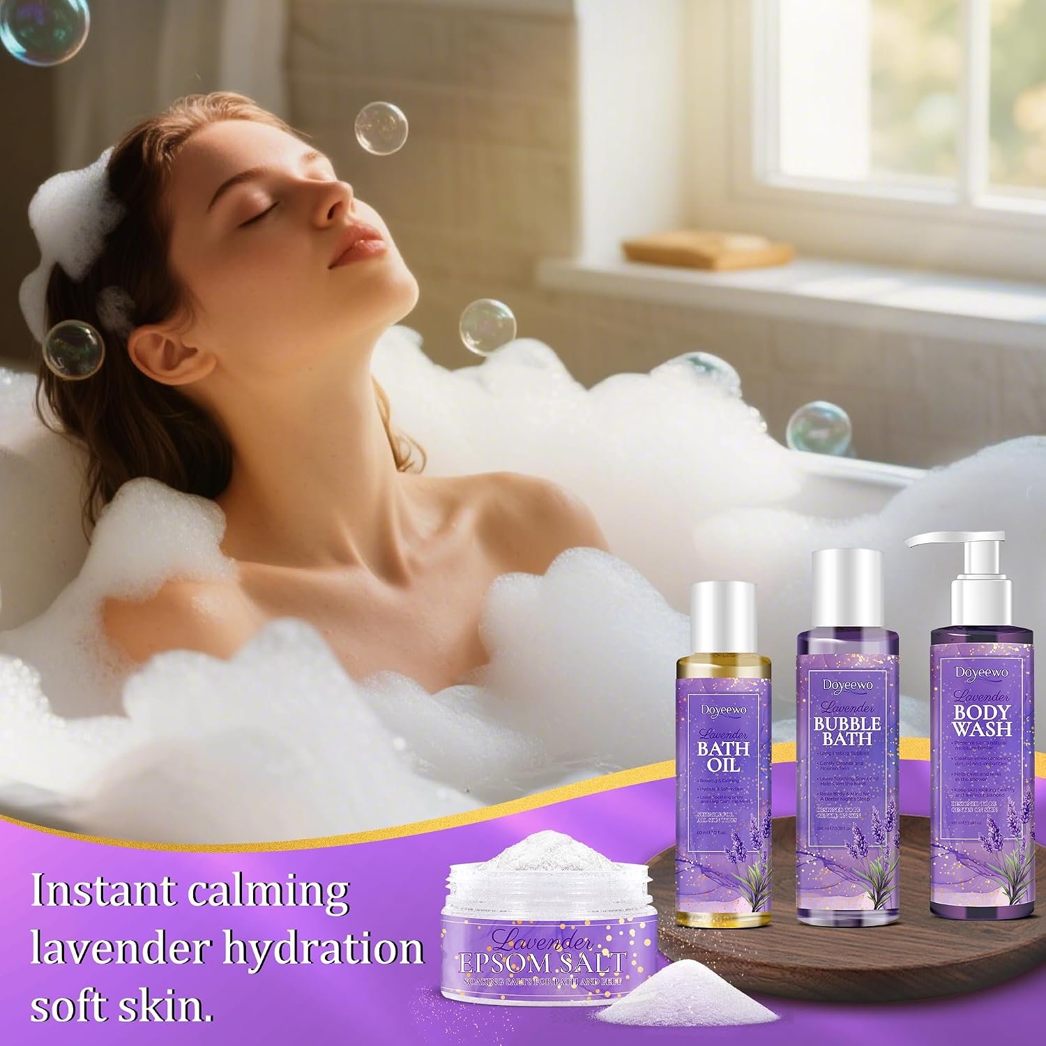 Spa Gifts for Women,Bath Body Care Wash Christmas Gifts Baskets for Women,Relaxation Calming Lavender Spa Set Home Self Care Shower Kit Birthday Valentines Stocking Stuffers for Mom Wife Sister - Image 4