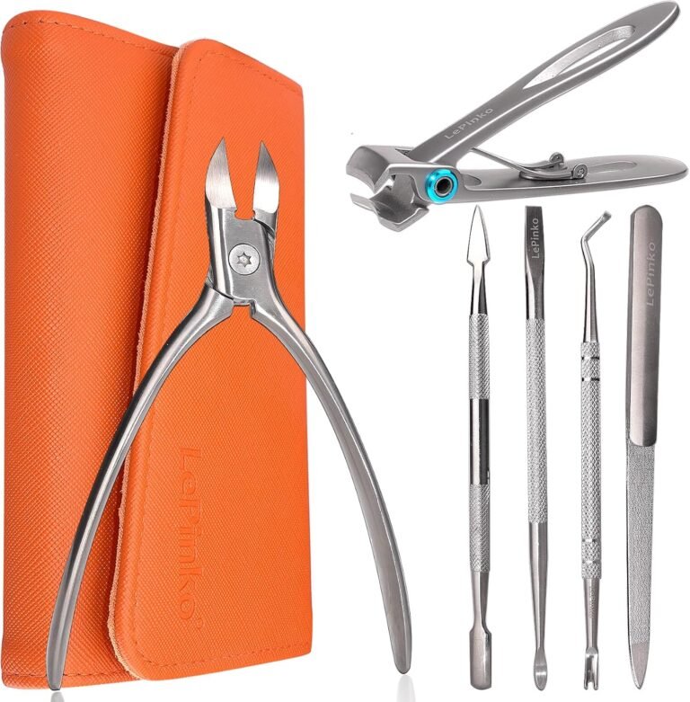 LePinko Nail Clippers Set for Thick Toenails and Fingernails, 6PCS Orange