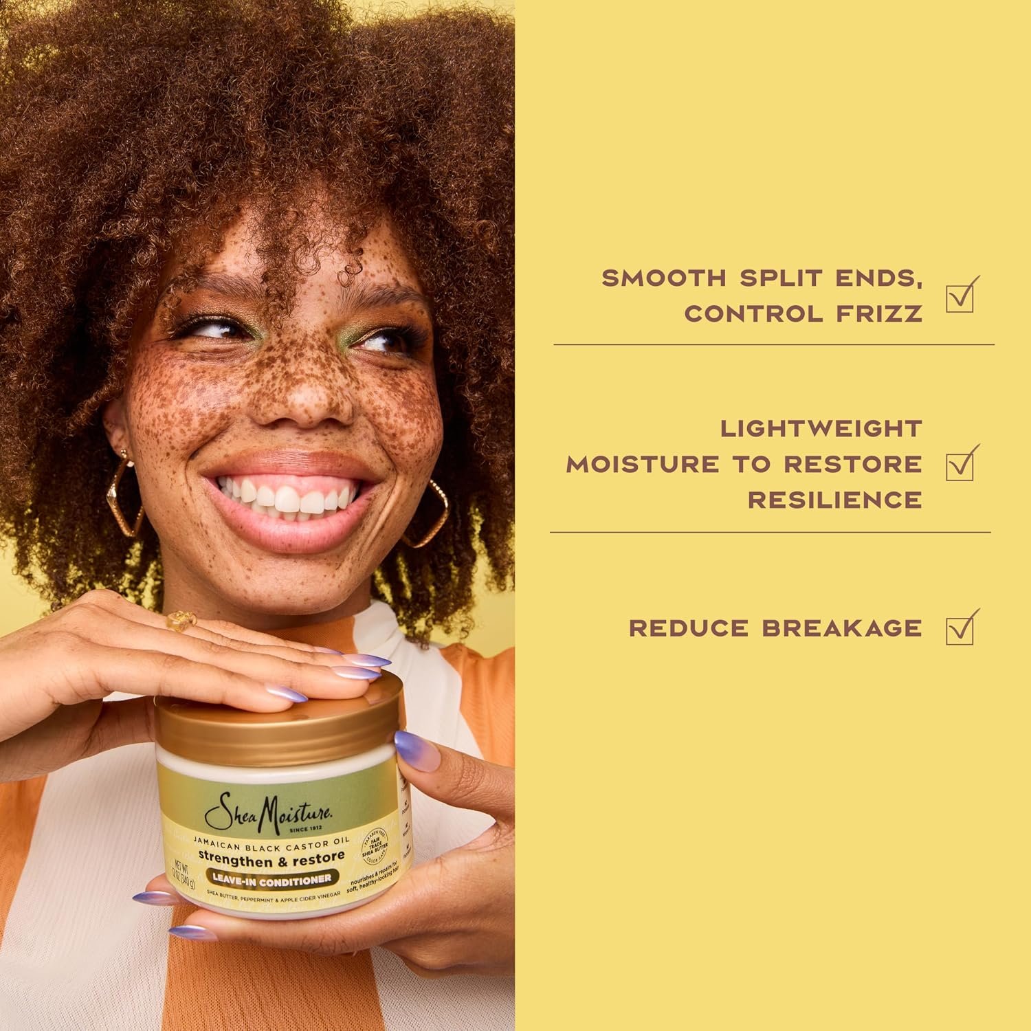 Shea Moisture Jamaican Black Castor Oil Strengthen & Restore Leave-In Conditioner, 11 Ounce | For damaged hair - softens, detangles and helps reduce breakage with Jamaican Black Castor Oil. - Image 5