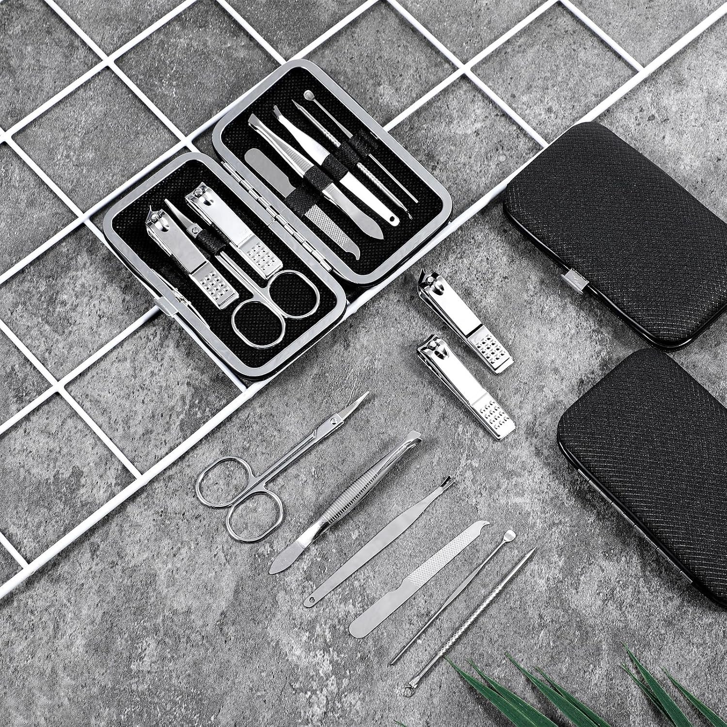 24 Set Bulk Manicure Kit Nail Set Stainless Steel Pedicure Professional Nail Care Kit with Stainless Steel Tools Portable Grooming with Travel Case, Gift for Men Women (Black,8 in 1) - Image 5