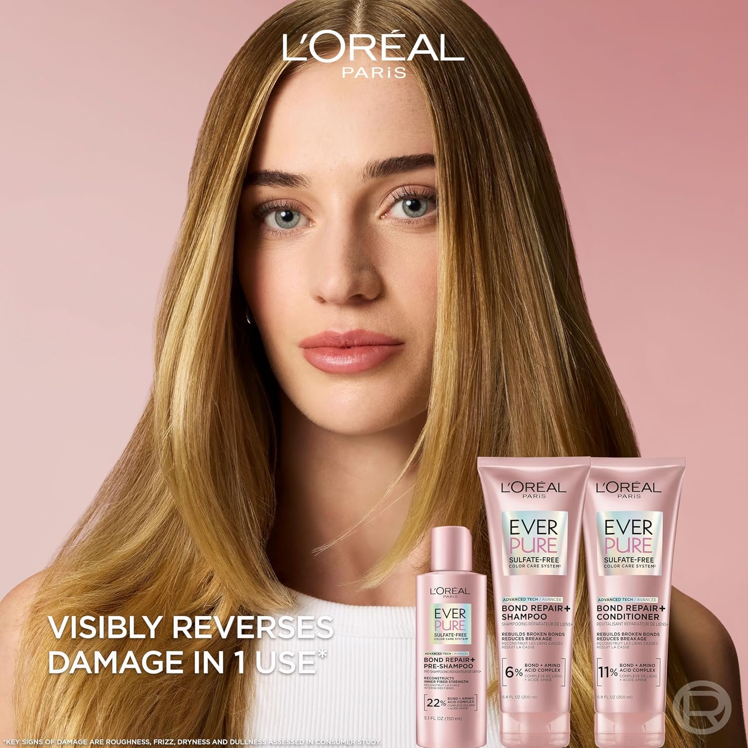 L'Oreal Paris Sulfate Free Bond Repair+ Conditioner, Hair Conditioner with Bond + Amino Acid Complex, Strengthens and Repairs Damaged or Color Treated Hair, EverPure, 6.8 Fl Oz (Packaging May Vary) - Image 2