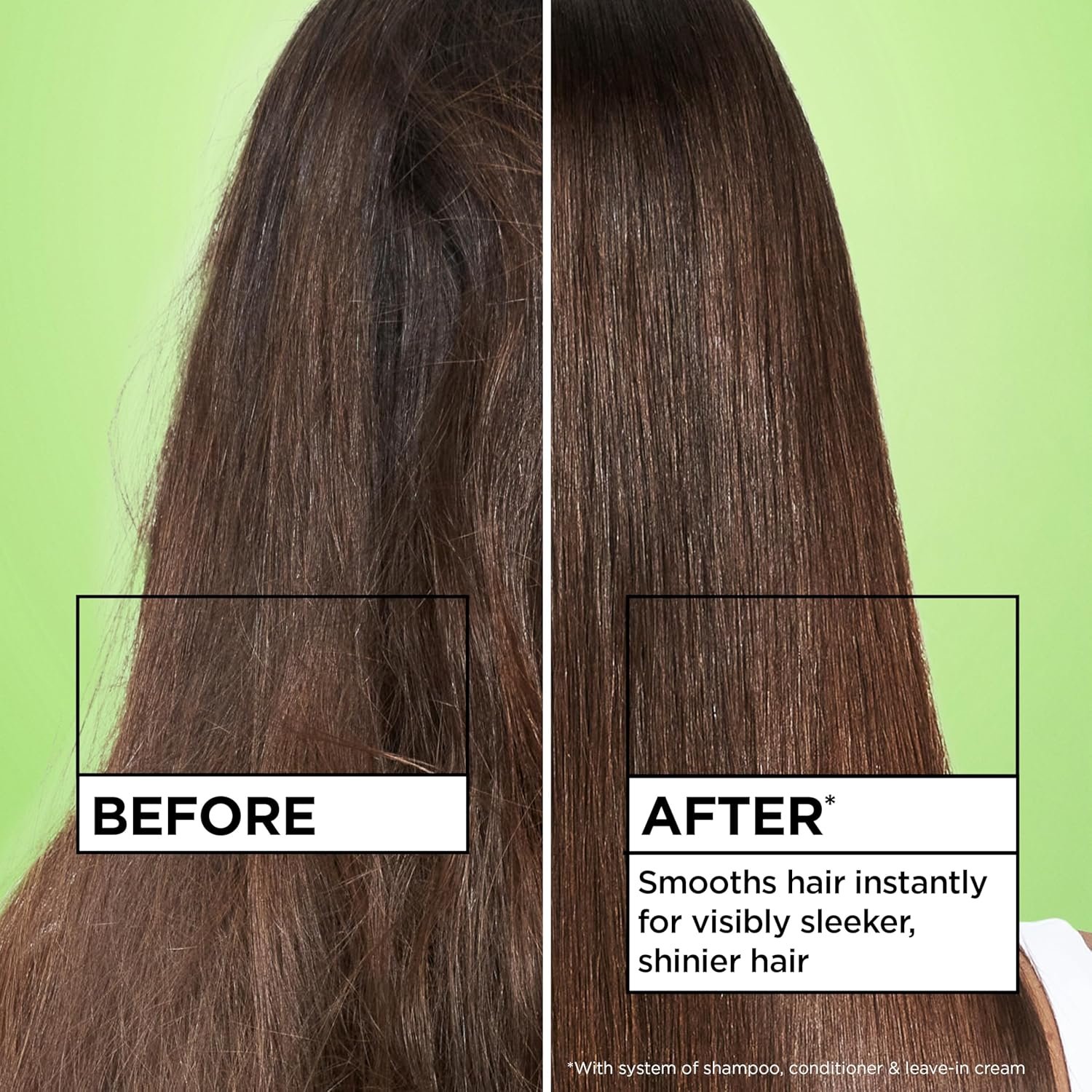 Garnier Fructis Sleek & Shine Leave-In Conditioner Cream, Anti-Frizz Hair Treatment with Plant Keratin + Argan Oil, Controls Frizz and Provides Smoothness For Frizzy, Dry Hair, 10.2 Fl Oz (Pack of 2) - Image 3