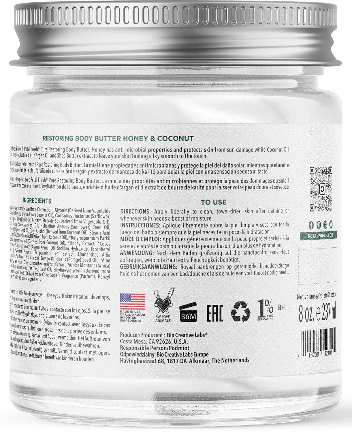 Petal Fresh Pure, Restoring Body Butter, Heals, Repairs & Protects Skin with Honey & Coconut Oil, 8 Fl oz - Image 9
