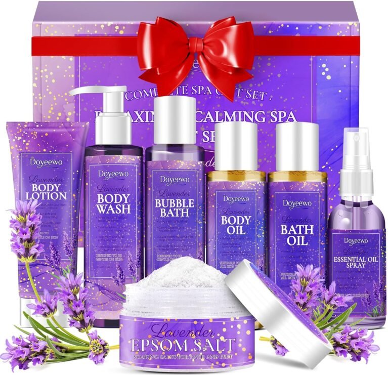 Spa Gifts for Women,Bath Body Care Wash Christmas Gifts Baskets for Women,Relaxation Calming Lavender Spa Set Home Self Care Shower Kit Birthday Valentines Stocking Stuffers for Mom Wife Sister