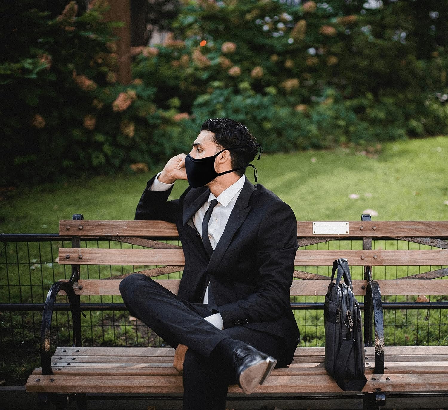 Reusable Black Cloth Face Mask For Men And Women - Washable Breathable Ear Saver Cotton Face Cover - Image 5