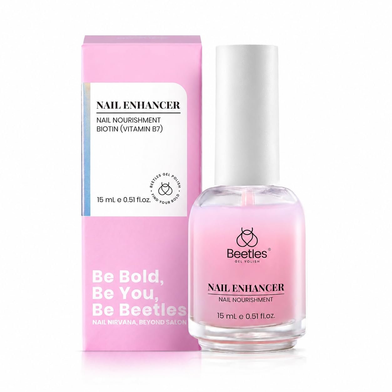 Beetles Nail Strengthener and Growth Pink Nail Polish, Nail Care Treatment