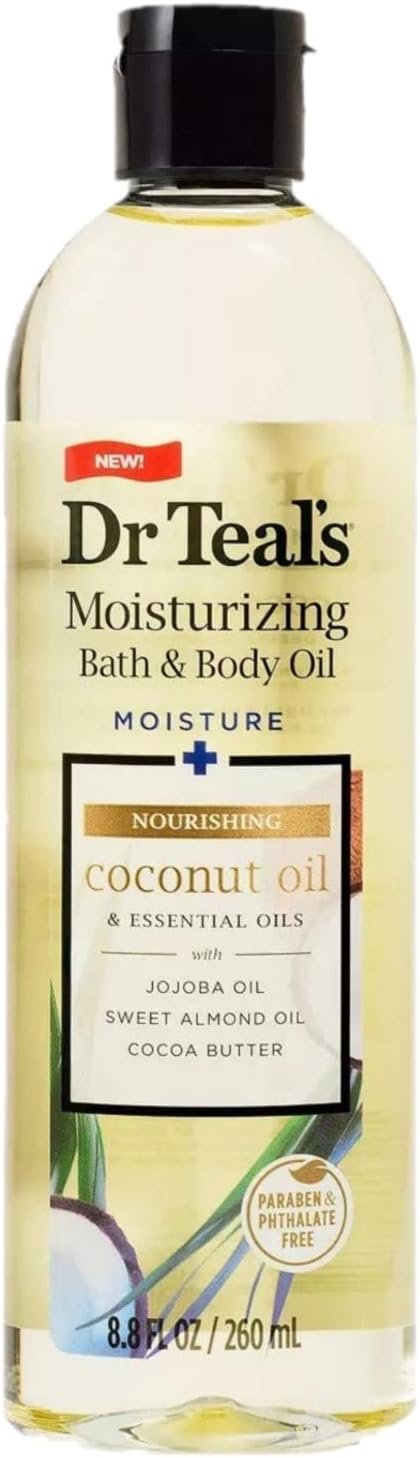 Dr. Teals Bath & Body Oil Variety Gift Set (3 Pack, 8.8oz Ea.) - Rejuvenating Eucalyptus, Ultra Rich Shea Butter, & Nourishing Coconut Oil - Essential Oils Hydrate Skin & Alleviate Stress - Image 6