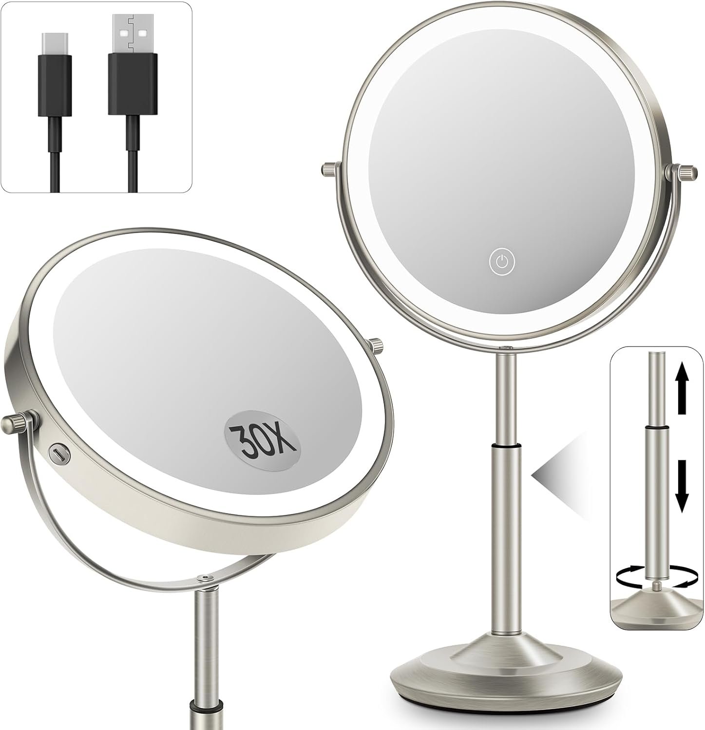 8″ Lighted Makeup Mirror with...