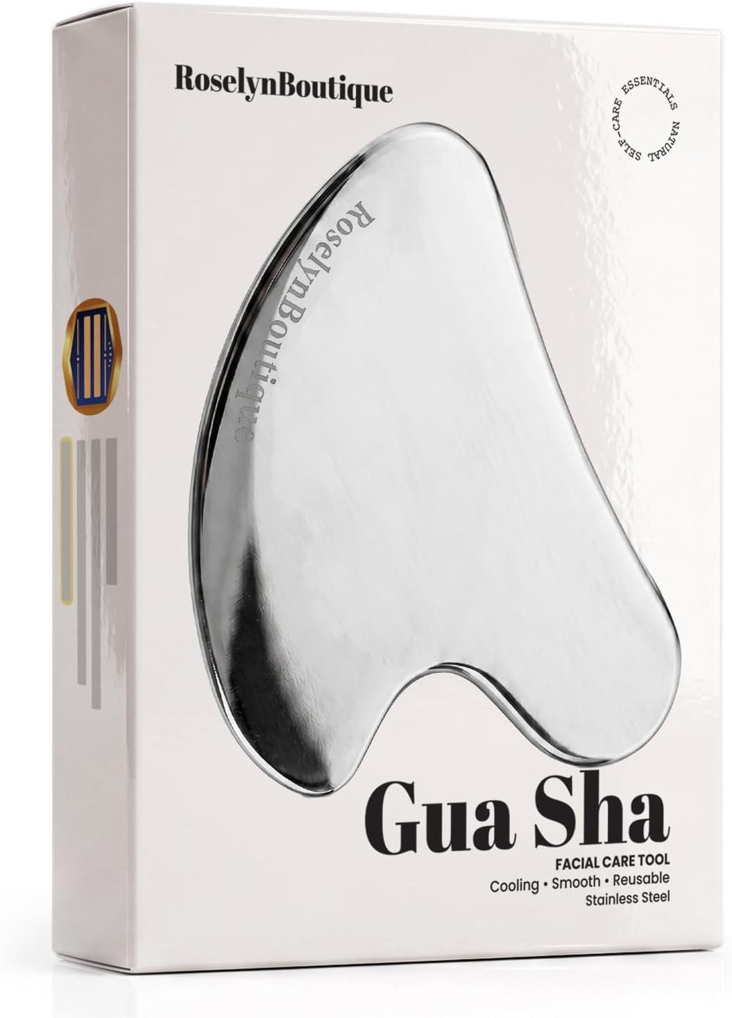 ROSELYNBOUTIQUE Stainless Steel Gua Sha Facial Massager Tool - Cooling Metal Face Sculpting Tool for Daily Skincare Routine, Durable & Easy to Clean