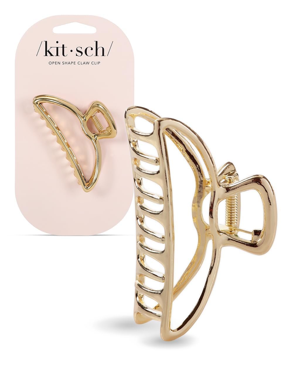 Kitsch Open Shape Metal Hair Clips for Women - Gold, 1 Pc
