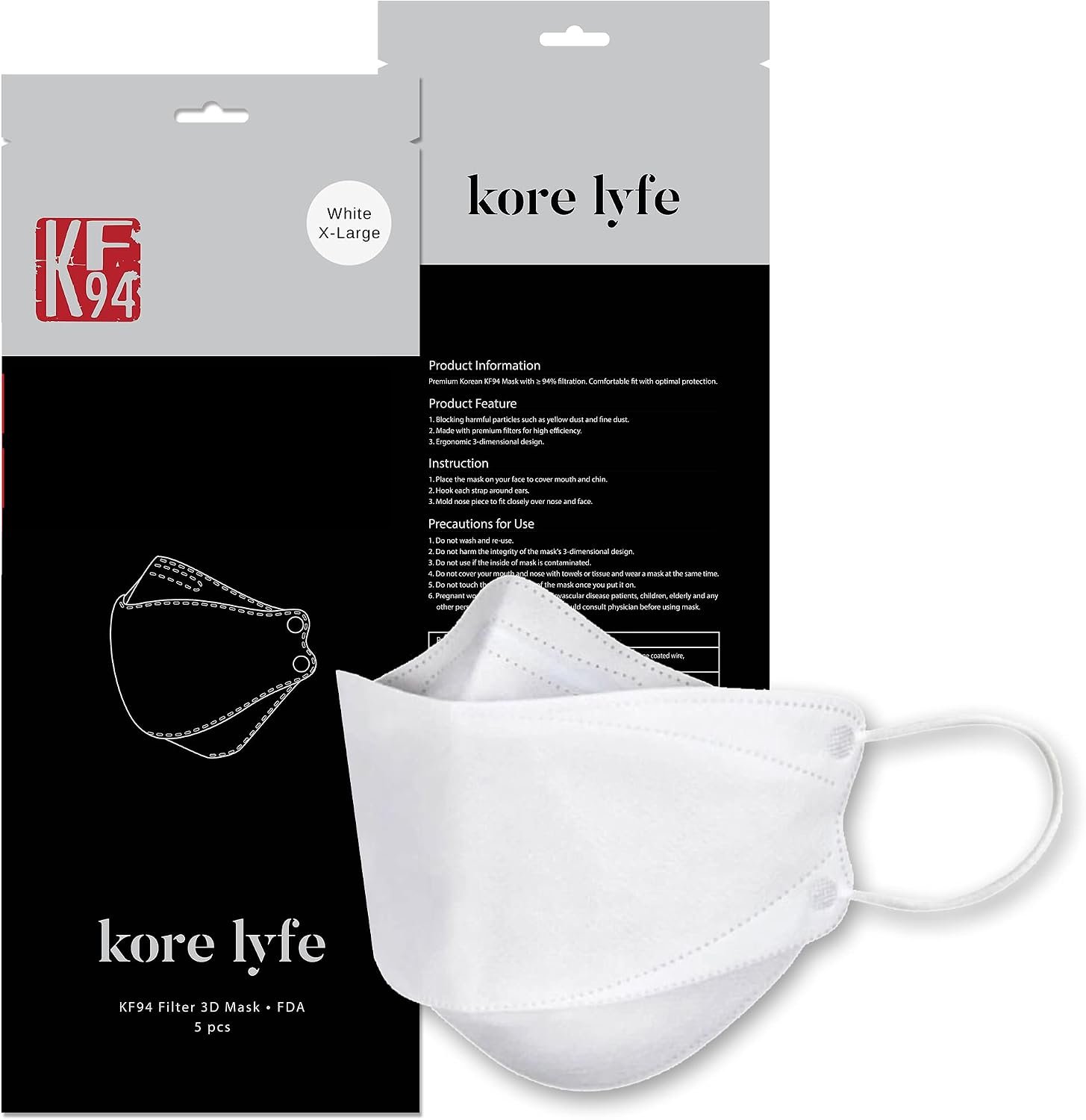 [10 PCS] 25% LARGER KF94 Face Mask ...