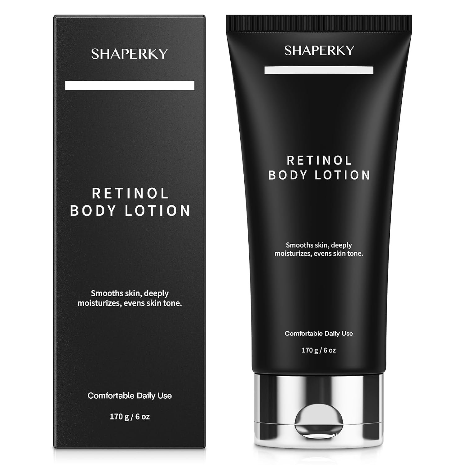 SHAPERKY Retinol Body Lotion for Women: Anti Aging Firming Body Cream - Helps Improve Look of Crepey Skin Stretch Marks - Daily Full Body Moisturizer for Neck Arms Legs Chest Hands 6 oz
