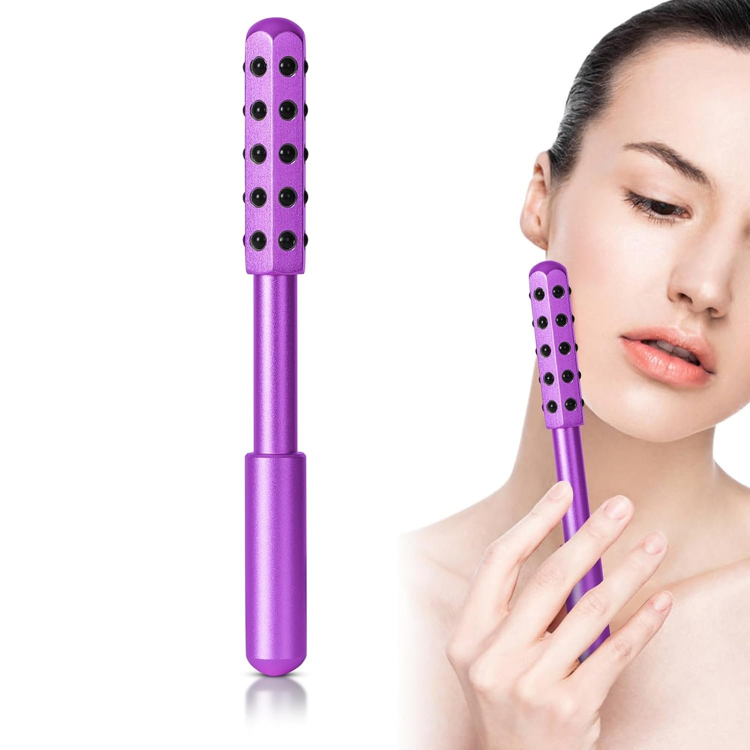 Up Lifting Massaging Beauty Roller Radiance Roller 30 Germanium Stone Face Roller for Uplift and Skin Care,Uplifting Face Massager for Valentines Day Gifts (Purple)
