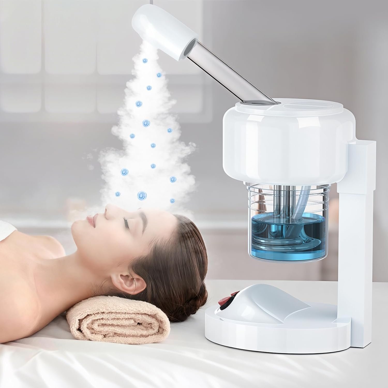 Portable Facial Steamer with Removable Water Cup, UV Ozone Nano Ionic Face Steamer for Facial Deep Cleaning, Unclogs Pores, Hydrating and Sinus Relief for Women Men Home SPA, Warm Mist
