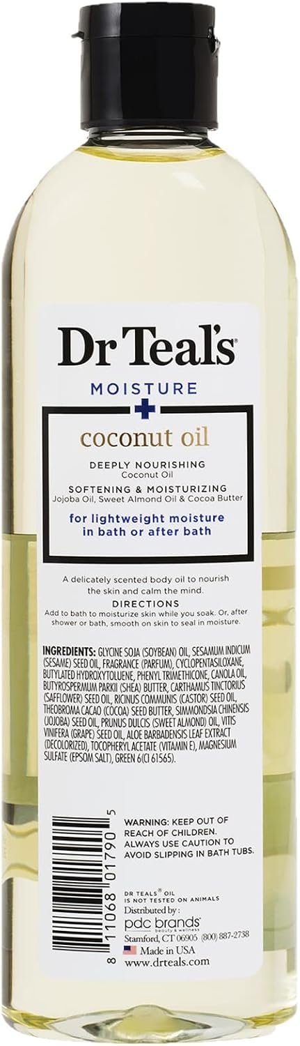 Dr. Teals Bath & Body Oil Variety Gift Set (3 Pack, 8.8oz Ea.) - Rejuvenating Eucalyptus, Ultra Rich Shea Butter, & Nourishing Coconut Oil - Essential Oils Hydrate Skin & Alleviate Stress - Image 7