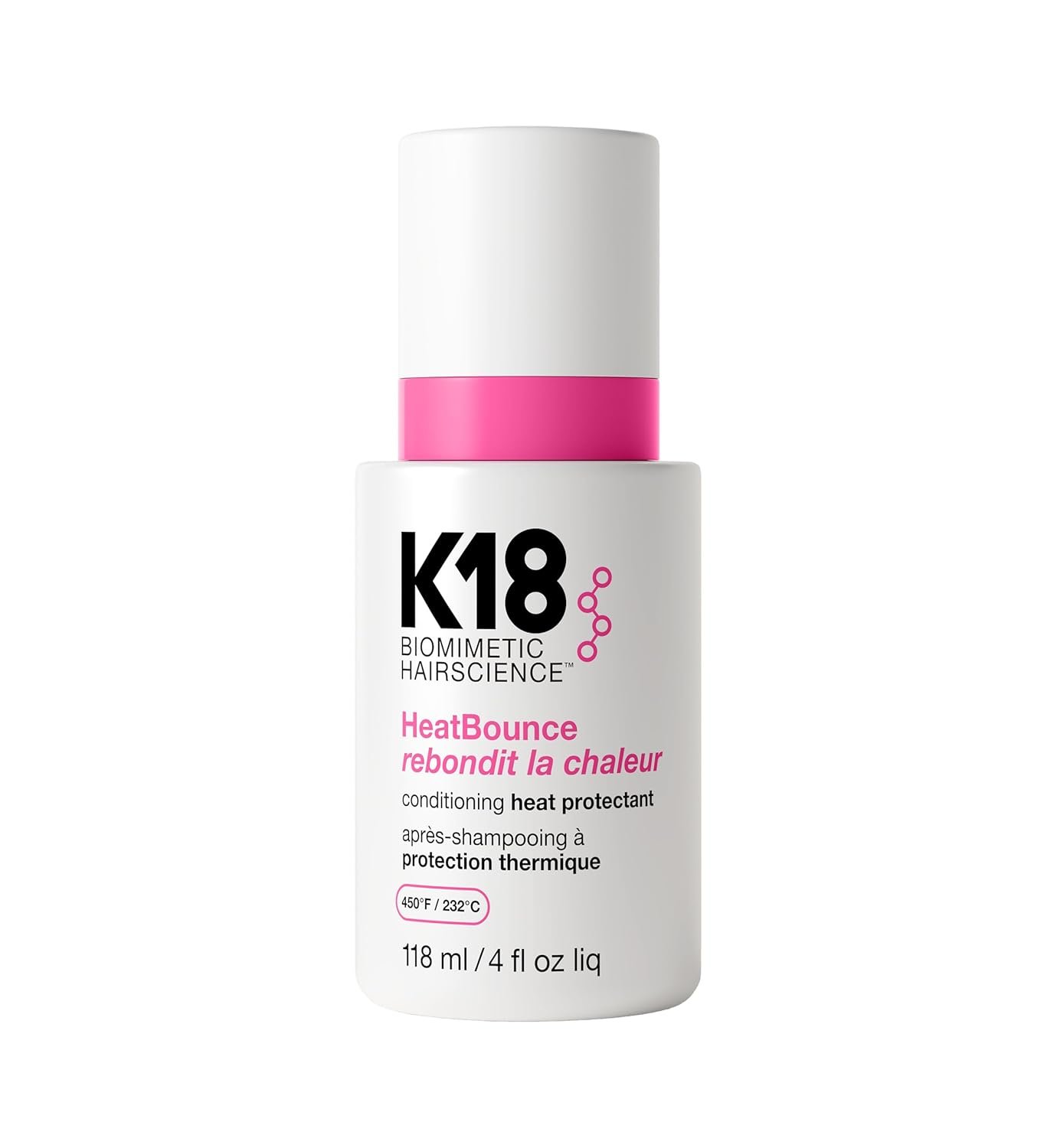 K18 HeatBounce Conditioning Heat Protectant Spray, Lightweight Leave-In Conditioner + 450℉ (232°C) Inside-Out Heat Protection, Soften, Smooth + Detangle All Hair Types