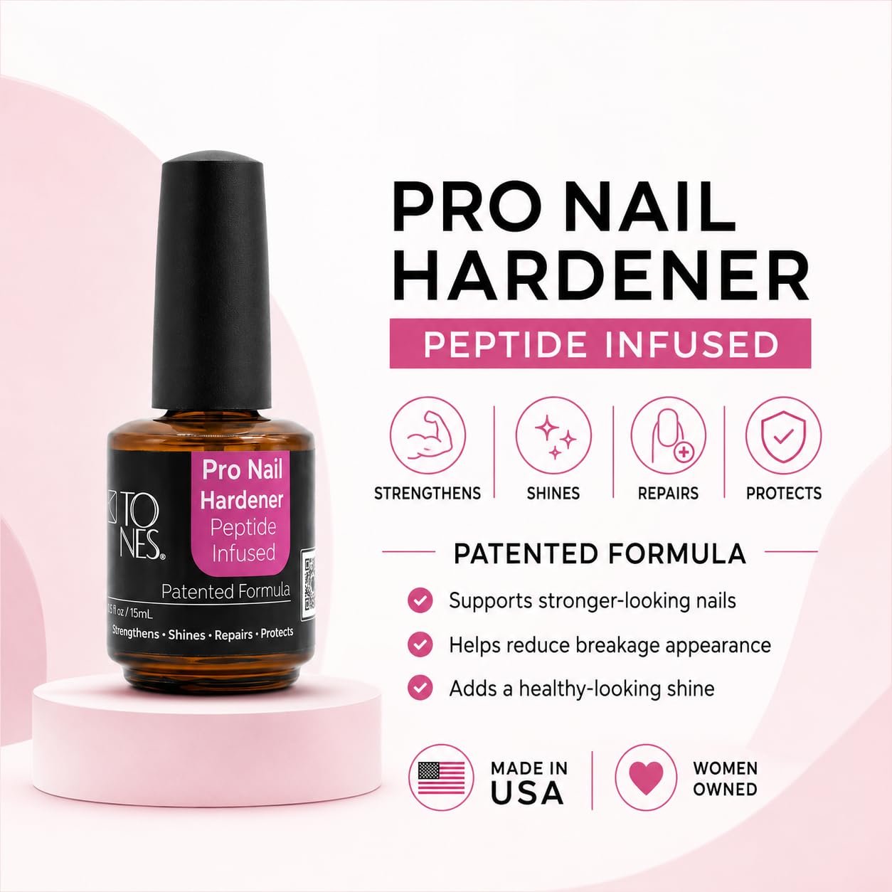 Tones Pro Nail Hardener, Nail Strengthener, Nail Treatment + Gloss in One, Repair and Breakage Prevention, 0.5 fl oz - Image 7