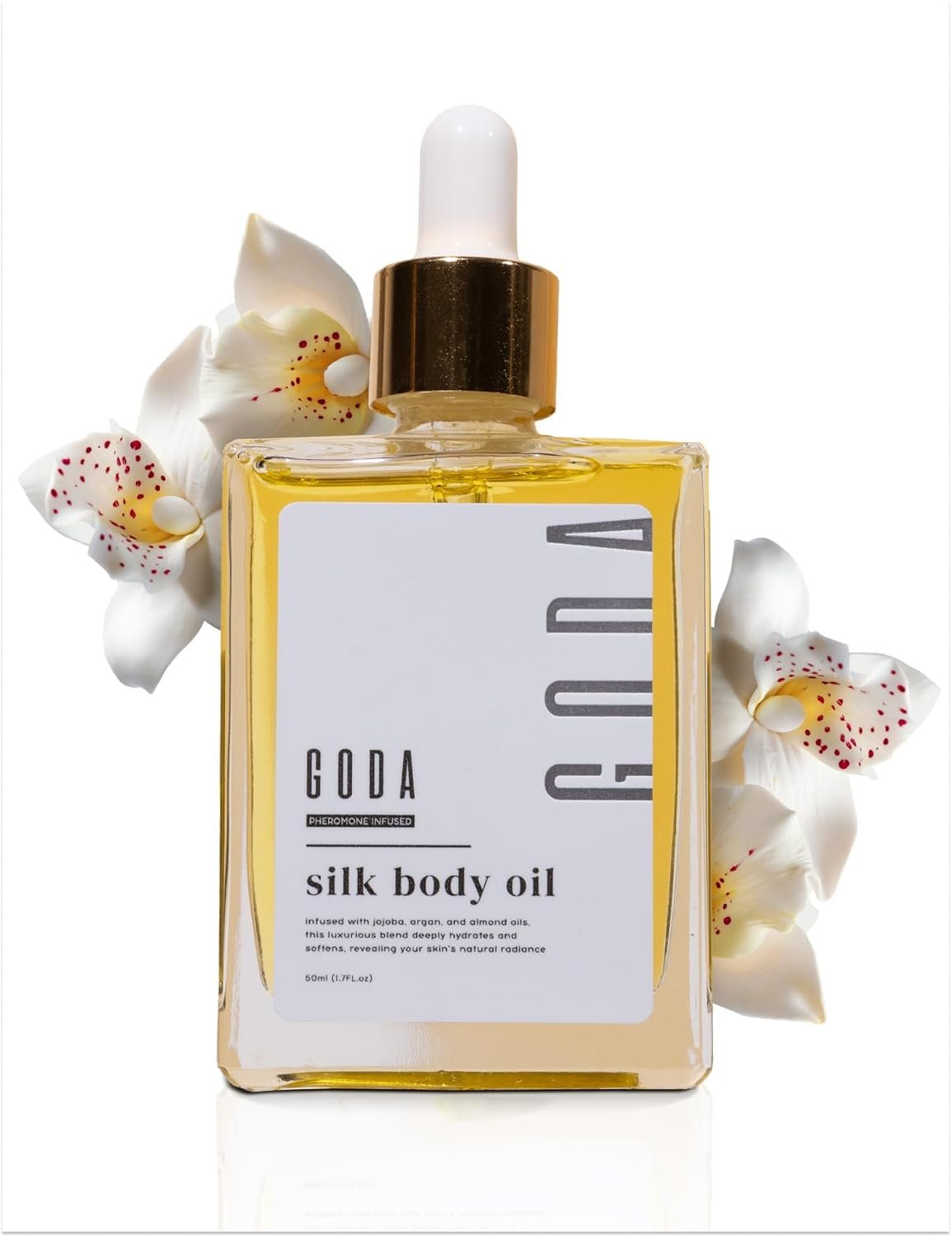 GODA Silk Body Oil Women - Firming Anti Aging Moisturizing Formula, Crepey Skin Hydrating After Shower, Scented Organic Blend Premium Skincare