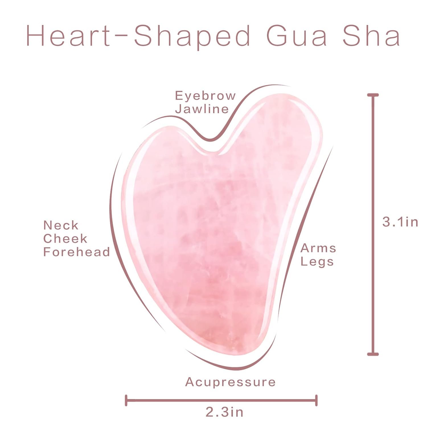Gua Sha Facial Tools, Rose Quartz Guasha Tool for Face & Eye, Puffiness Reducing & Jawline Sculpting Face Stone Gua Sha Tools for Skin Care Woman GuaSha Stone Tool, Pink - Image 2
