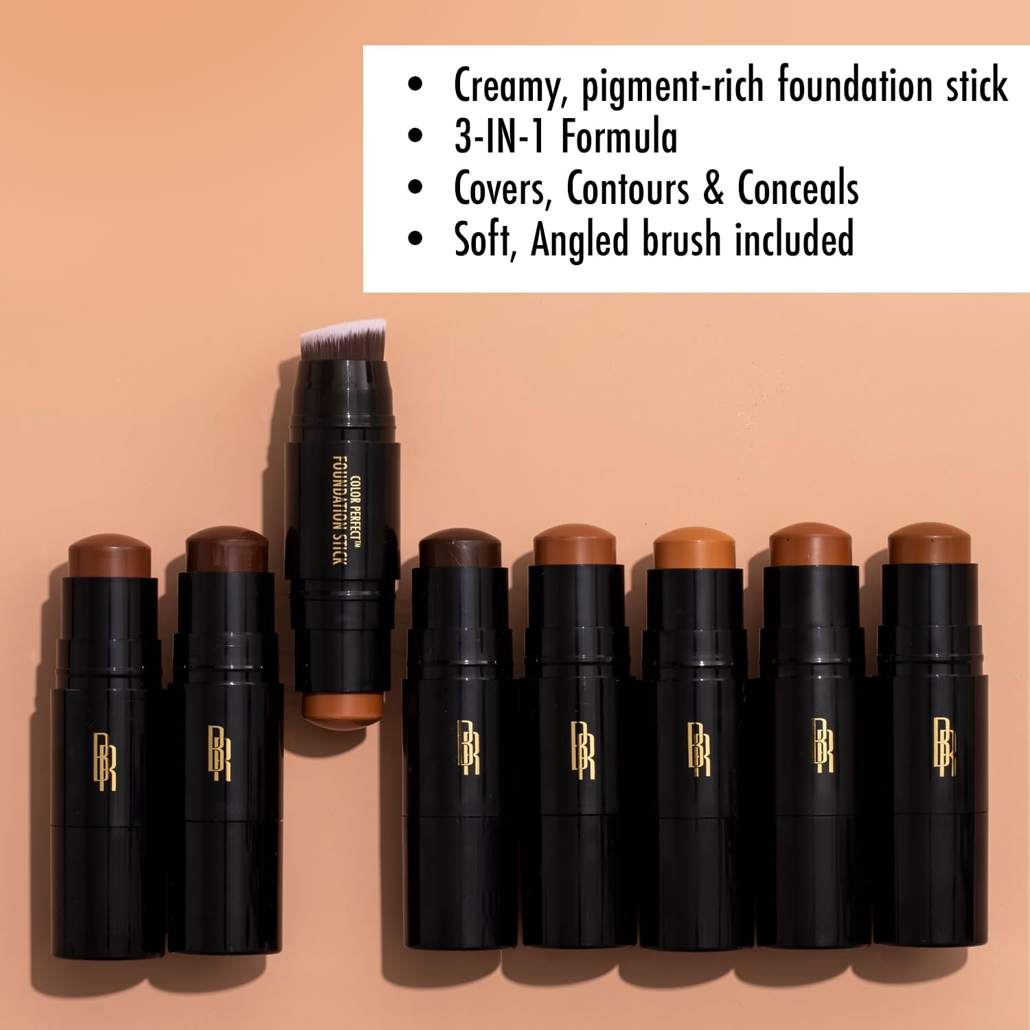 Black Radiance Color Perfect Foundation Stick with Soft Brush Applicator Duo – Buildable, Blendable Versatile Pigment-Rich Formula - Espresso - Image 2