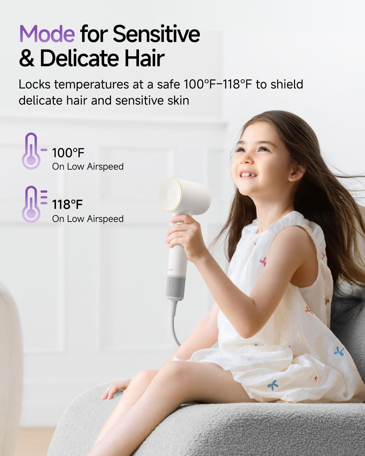Laifen SE 2 Diffuser Hair Dryer for Women, 21.5m/s Air Speed, Matte White - Image 7