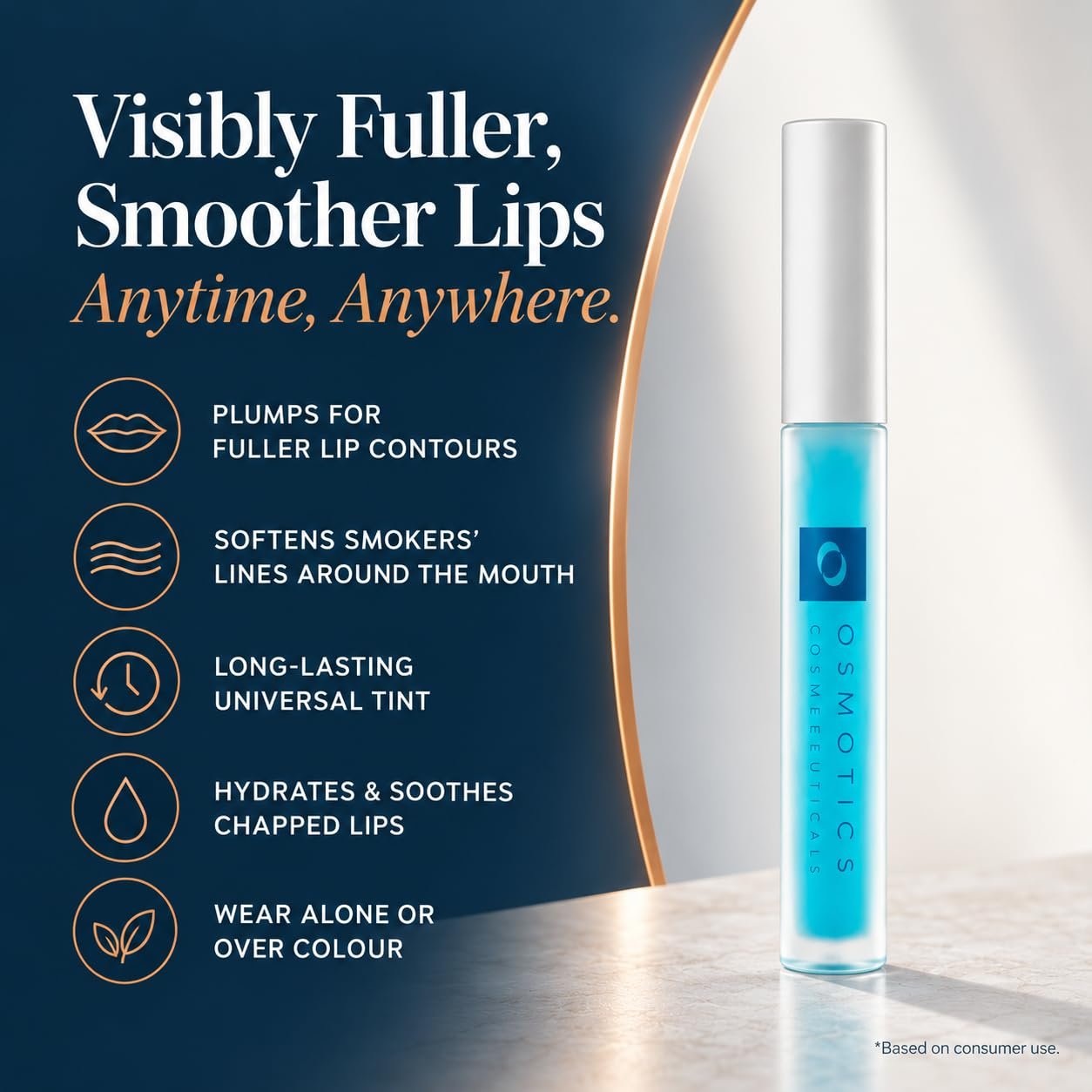 Osmotics Blue Copper 5 Lip Plumper – Hyaluronic Lip Plumping Treatment for Fuller-Looking Lips, Volume, Definition & Lasting Hydration, Copper Peptide Lip Care for Thin, Aging Lips, 0.17oz - Image 3