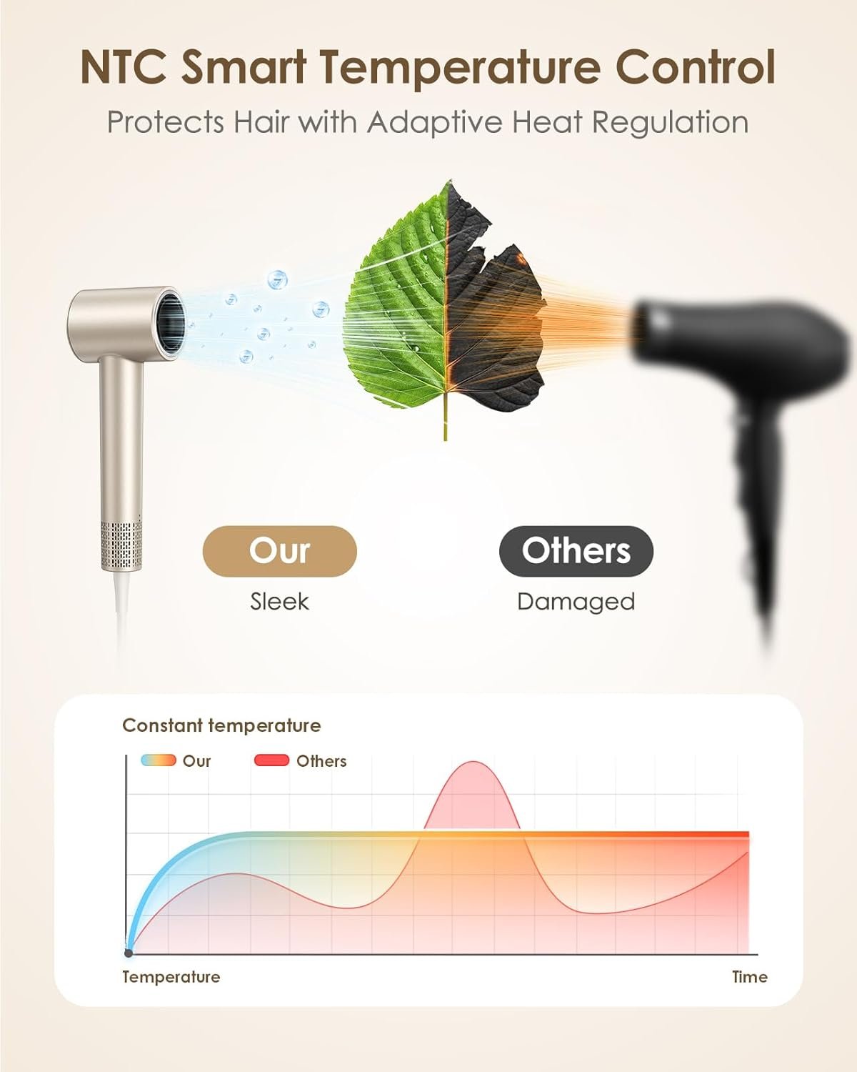 Ionic Hair Dryer, 160,000 RPM High-Speed Blow Dryer with Diffuser for Women - Image 5