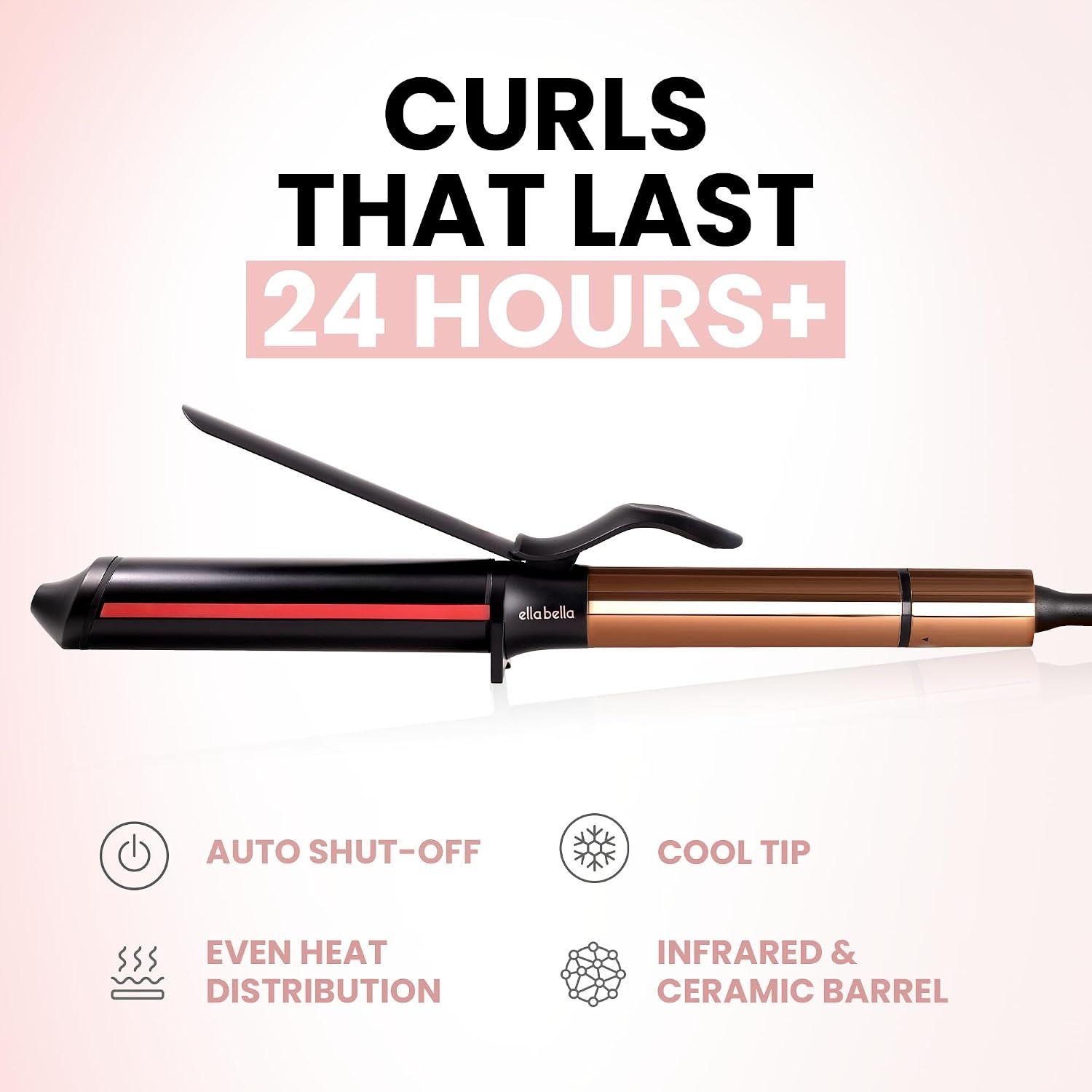 ELLA BELLA® Curling Iron 1.5" Professional Ceramic Wand, All Hair Types - Image 3