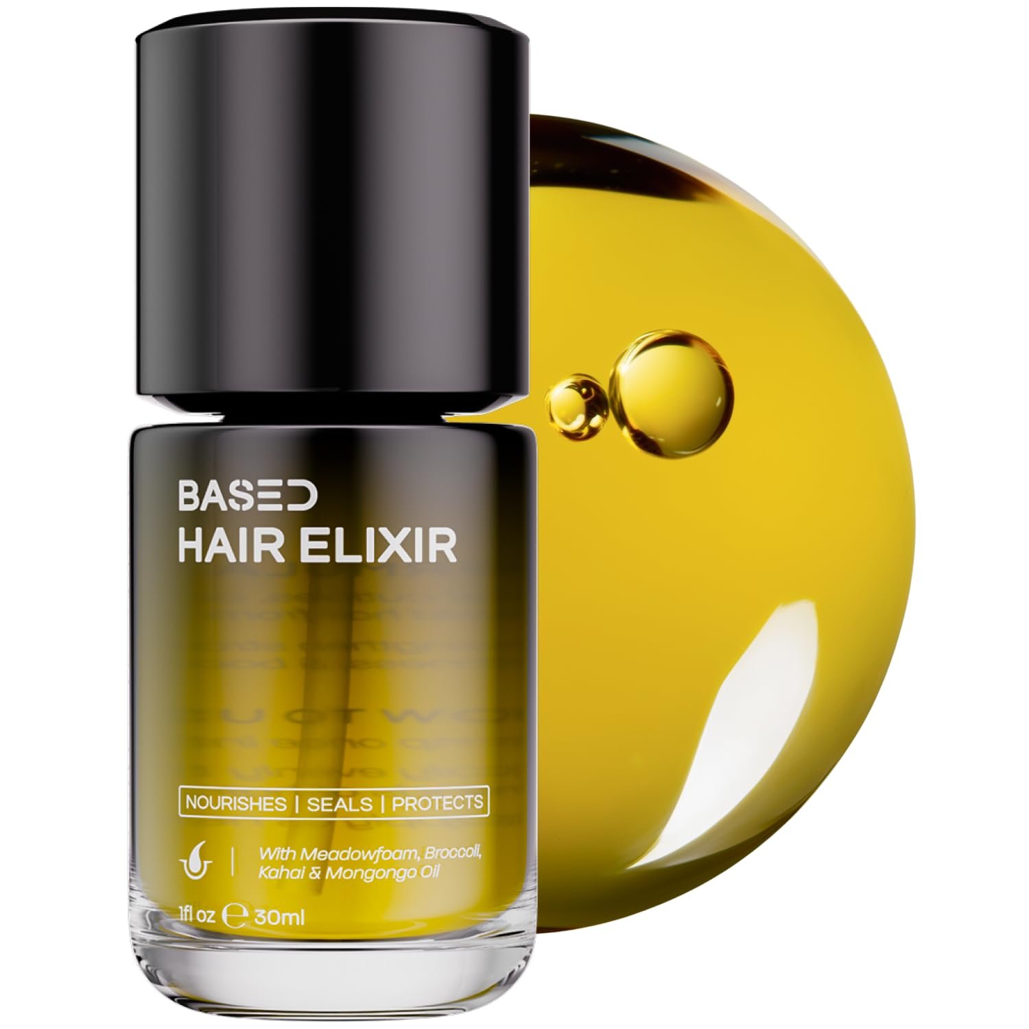 BASED Hair Elixir - Weightless Shine Serum with Heat Protection, Controls Frizz & Flyaways, Nourishes with Meadowfoam & Mongongo Oils, Science-Backed Formula for All Hair Types (1 Fl Oz, Pack of 1)