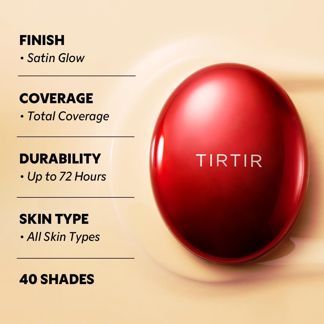 TIRTIR Mask Fit Red Cushion Foundation | Japan's No.1 Choice for Glass skin, Long-Lasting, Lightweight, Buildable Coverage, Semi-Matte (25N Mocha, 0.63 Fl Oz (Pack of 1)) - Image 5