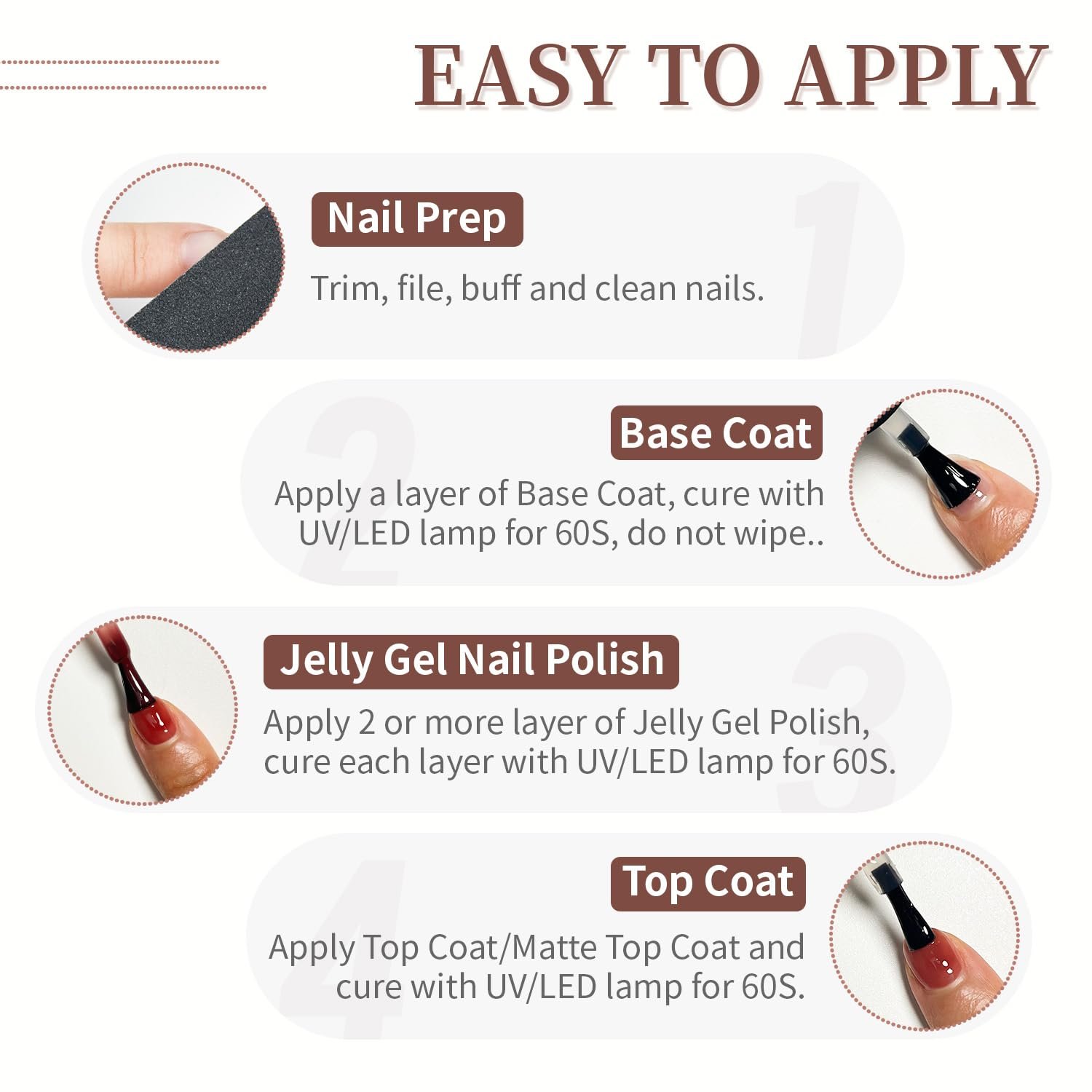 JODSONE 23PCS Gel Nail Polish Set 20 translucent Jelly Color Natural and Elegant Long Lasting Suitable for Home and Salon - Image 7
