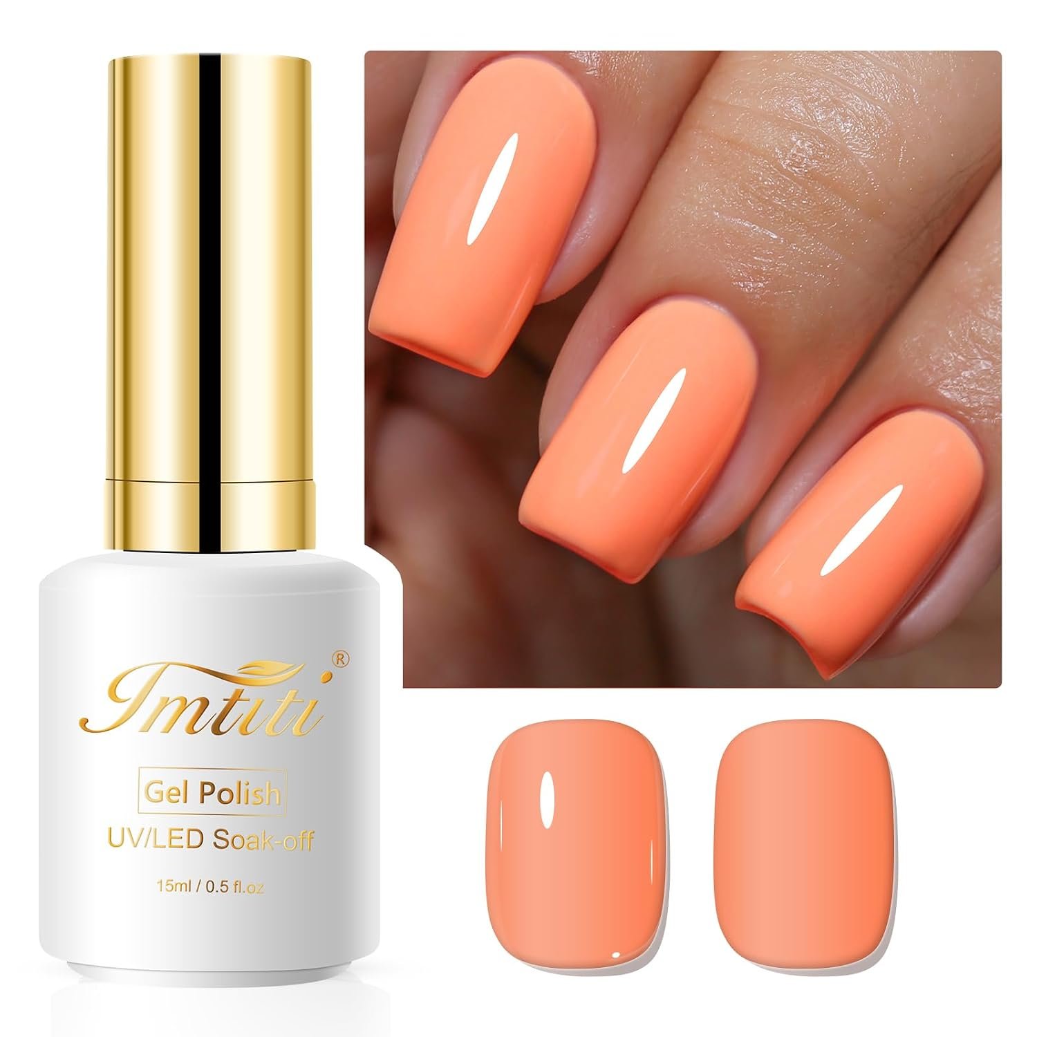 Coral Gel Nail Polish, 0.5Fl oz Coral Color UV/LED Soak Off Gel Polish for Spring Summer DIY Nail Art Manicure at Home 1Pcs - Image 2