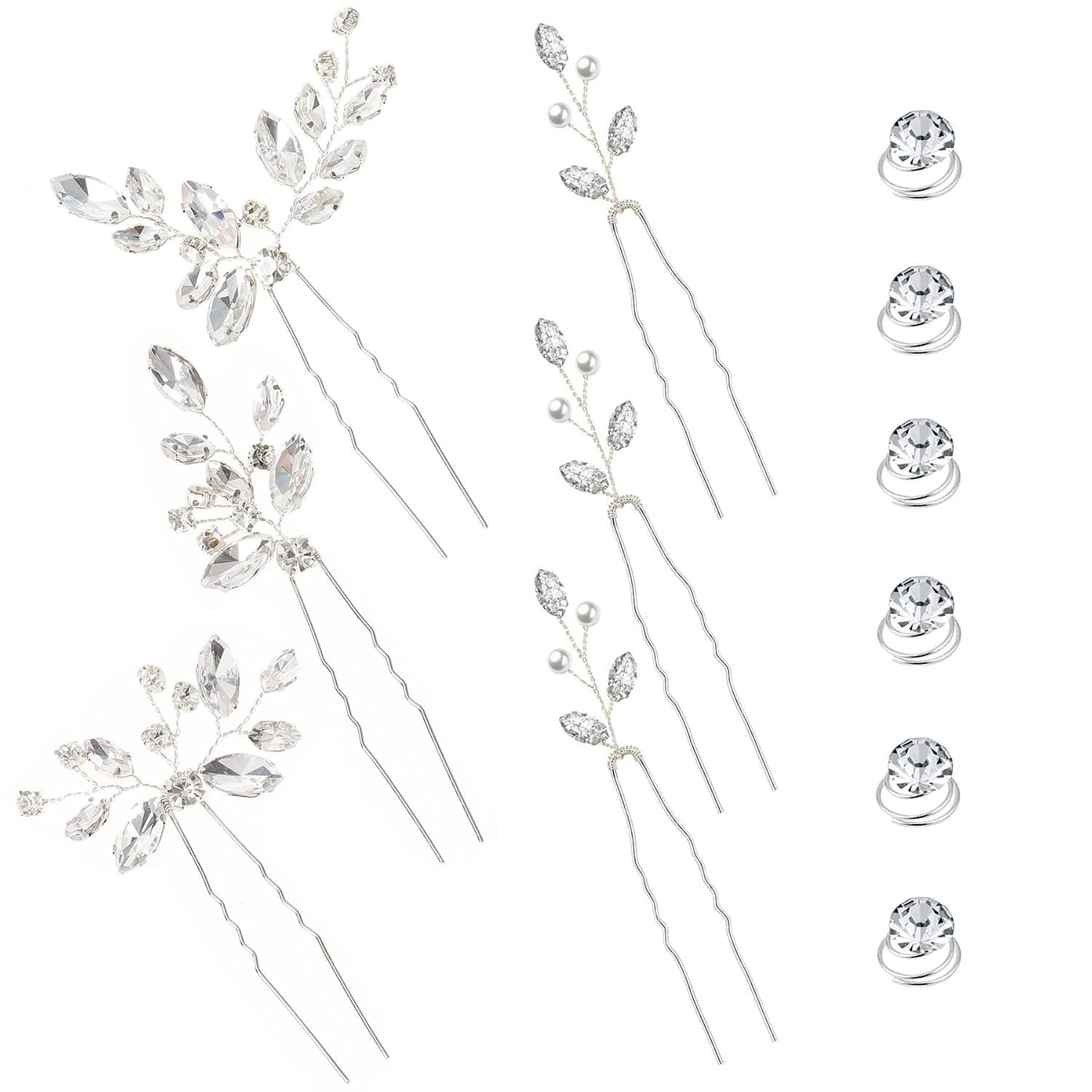 Hair Accessories for Women Wedding Hair Pins Set Jewelry for Woman Silver Flower Pearl Clips Brides Headpieces Bridal Bridesmaids