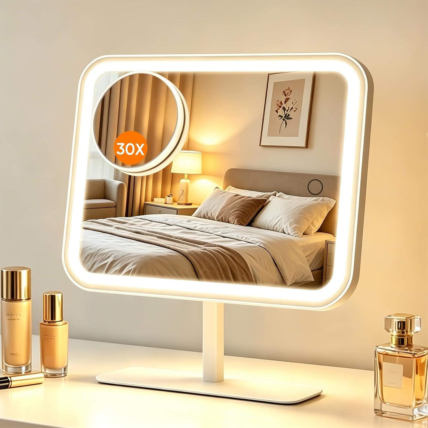 FUNTOUCH 4500mAh Large Lighted Vanity Makeup Mirror with 30X Magnifier - Image 9